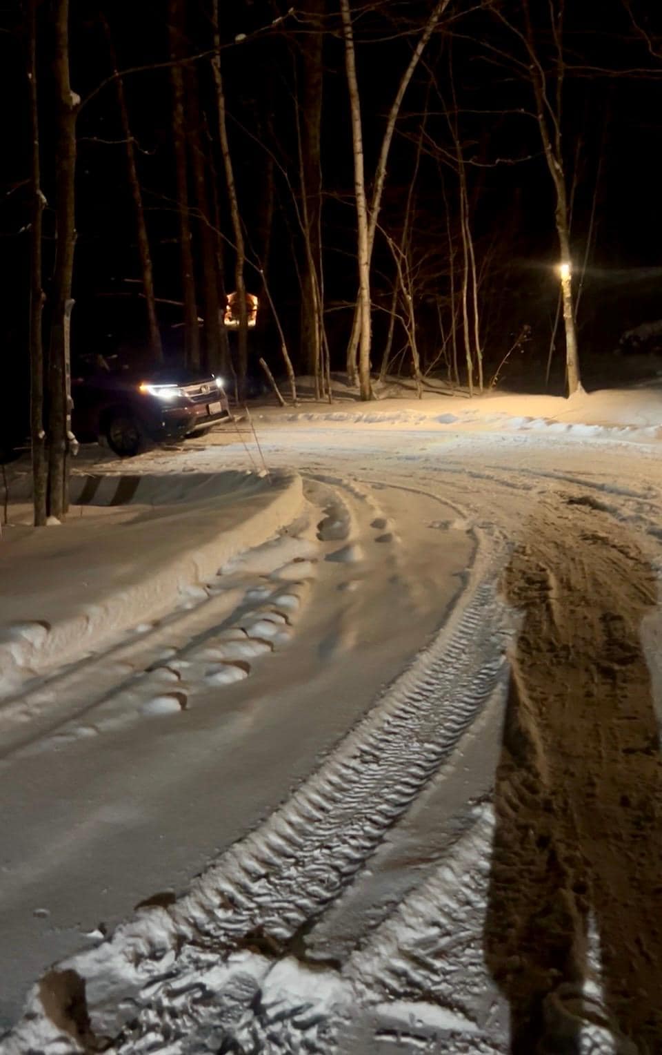Photo doesn't really capture the steepness, but this is a screen grab of an unsuccessful attempt up the driveway. 
