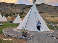 Wagons are provided to navigate luggage on gravel walkways between teepees. Warning: no food allowed in teepees.