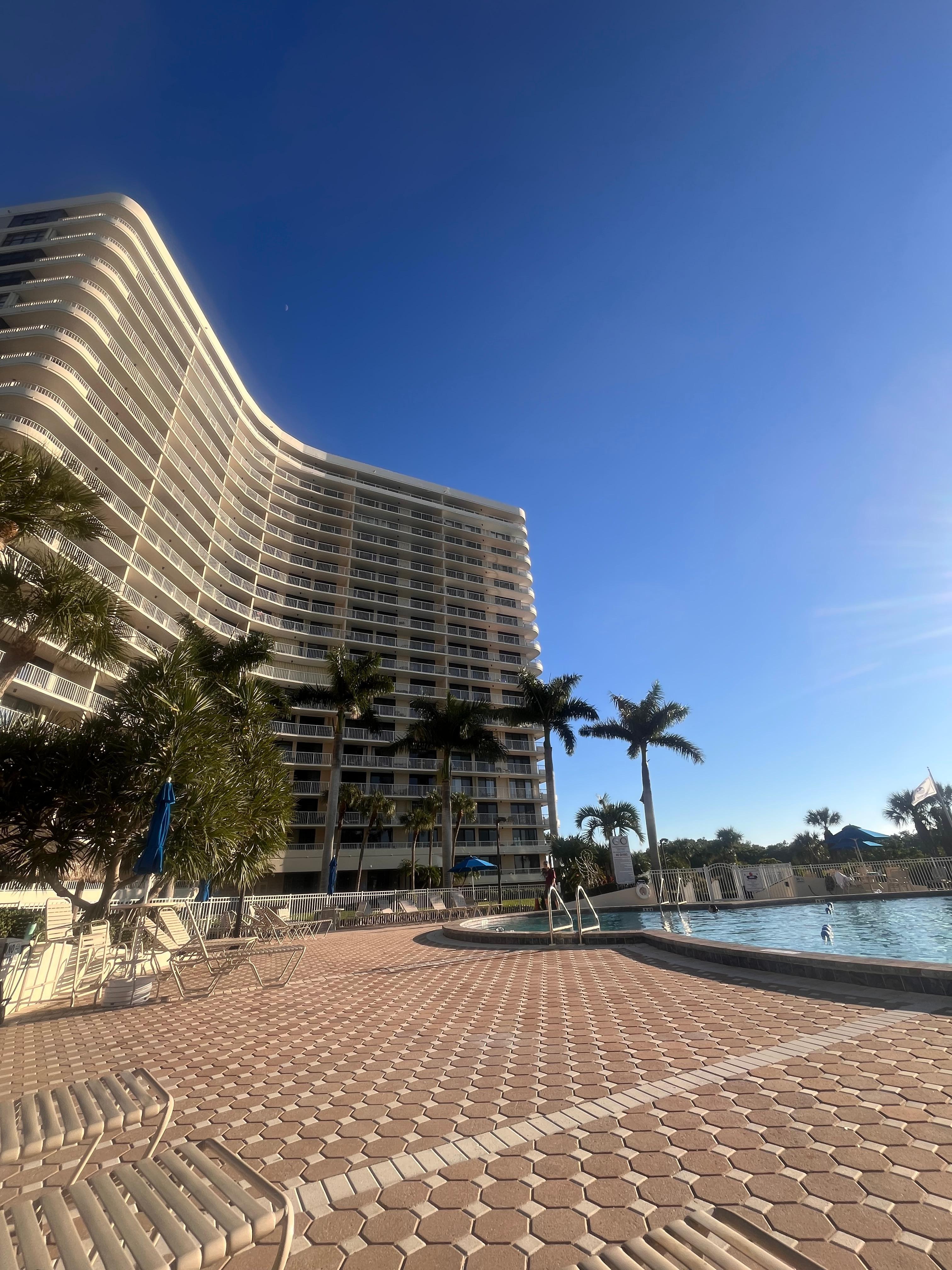 Hanging by the pool.

