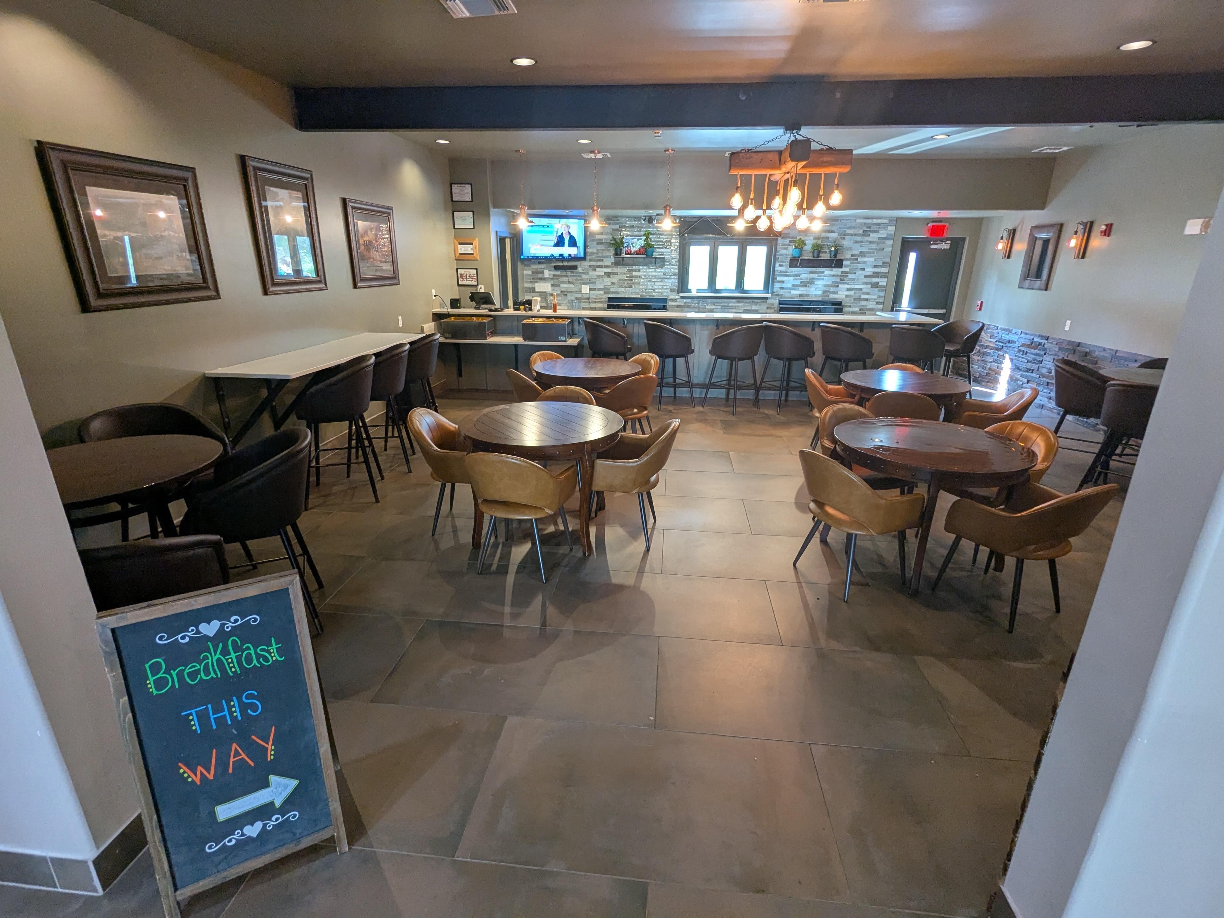 Breakfast served in the morning and the bar is open on weekends.