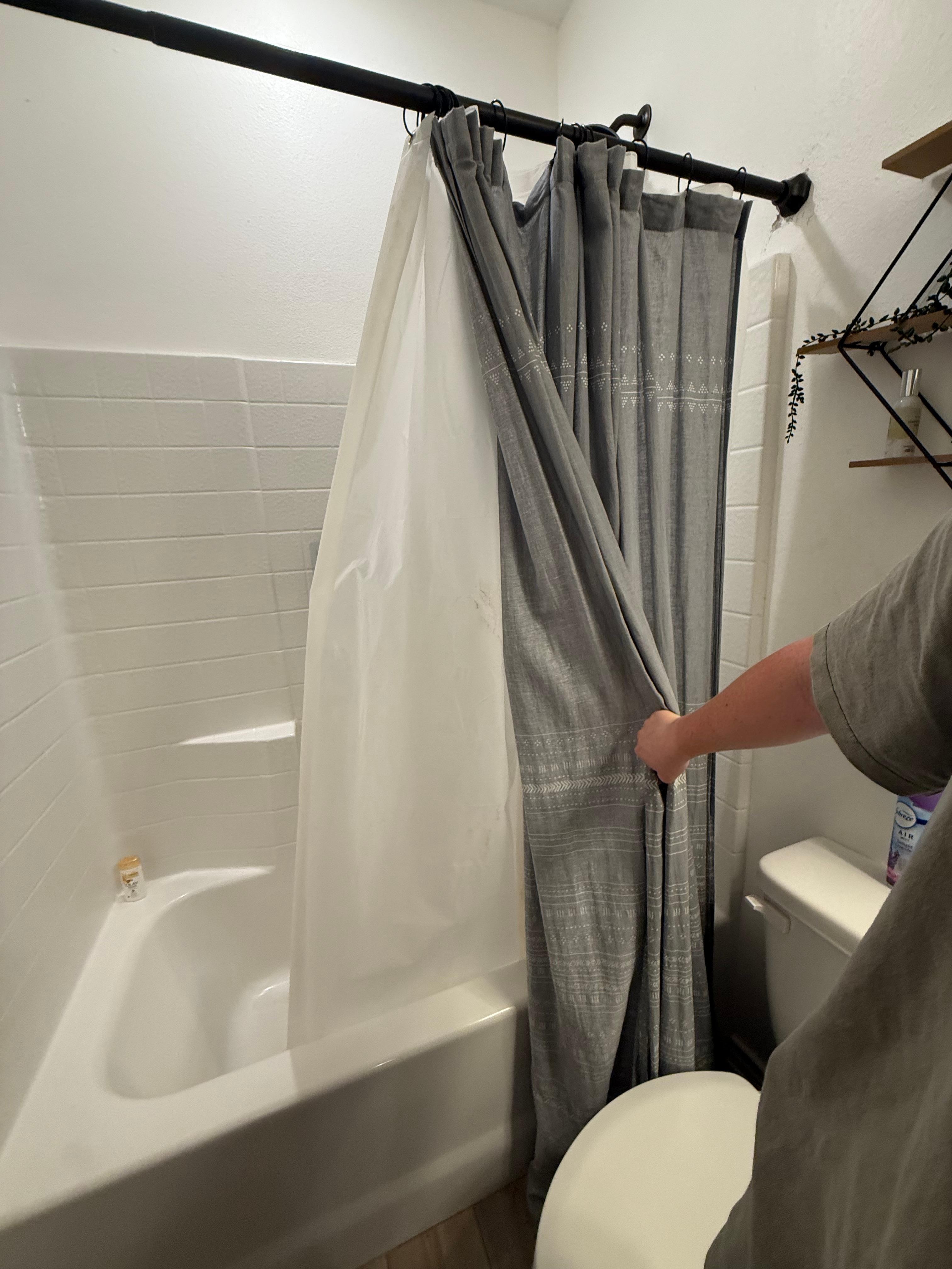 Stained shower curtain 
