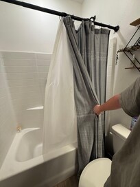 Stained shower curtain