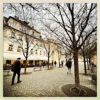View of square from bedroom window