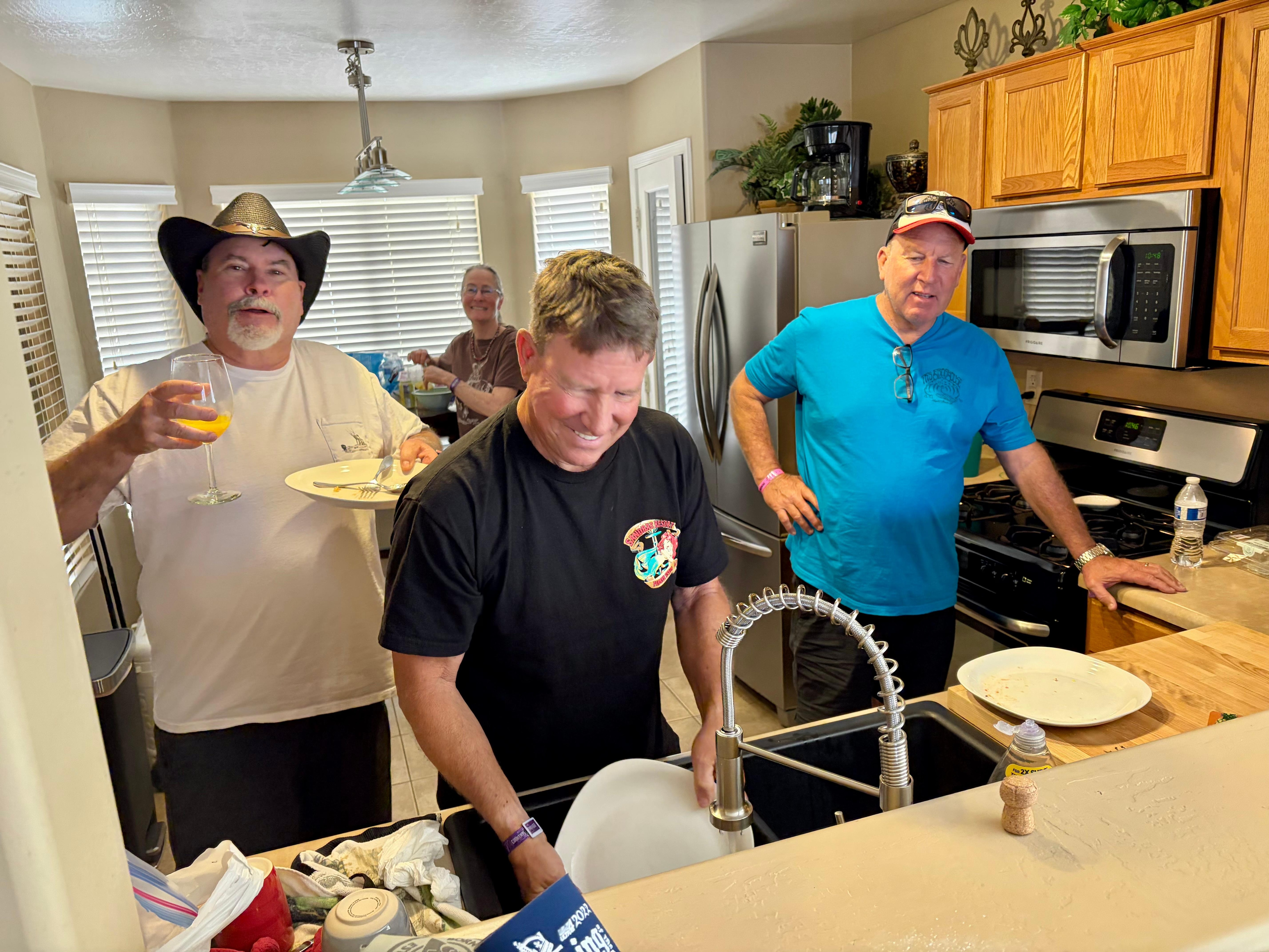 Ladies do the cooking - the guys clean up!