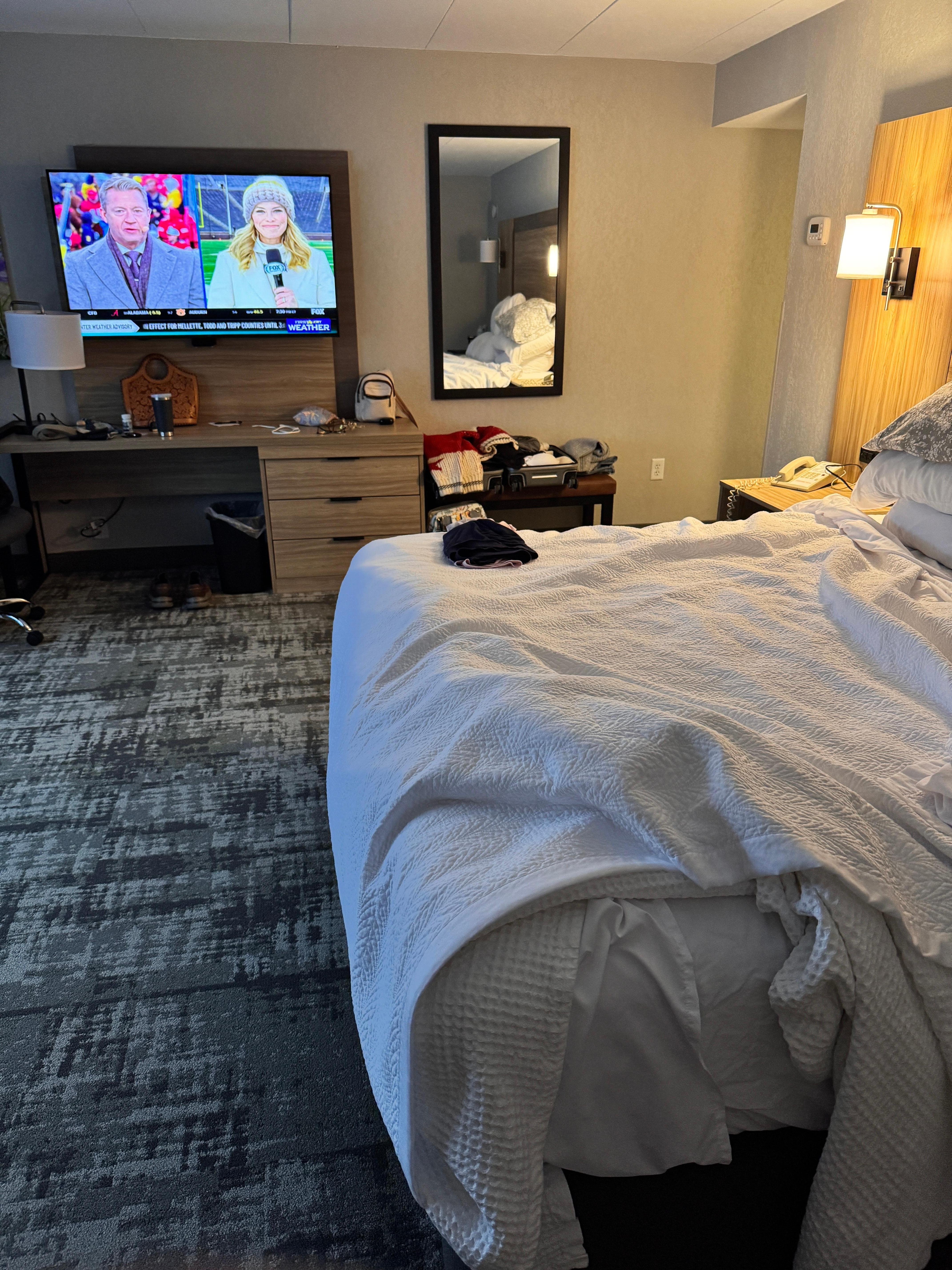 Can’t watch the tv because of placement of bed 