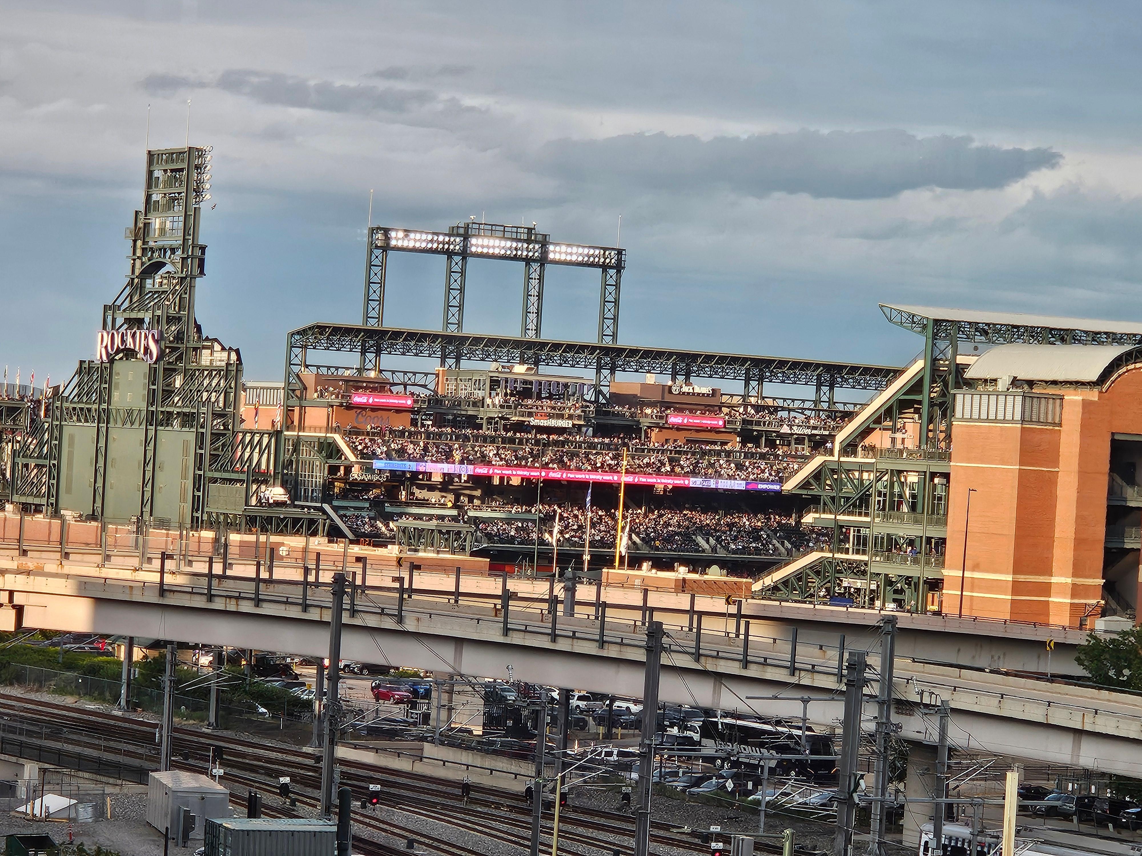 Amazing view of Coors Field from our hotel room.