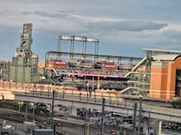 Amazing view of Coors Field from our hotel room.
