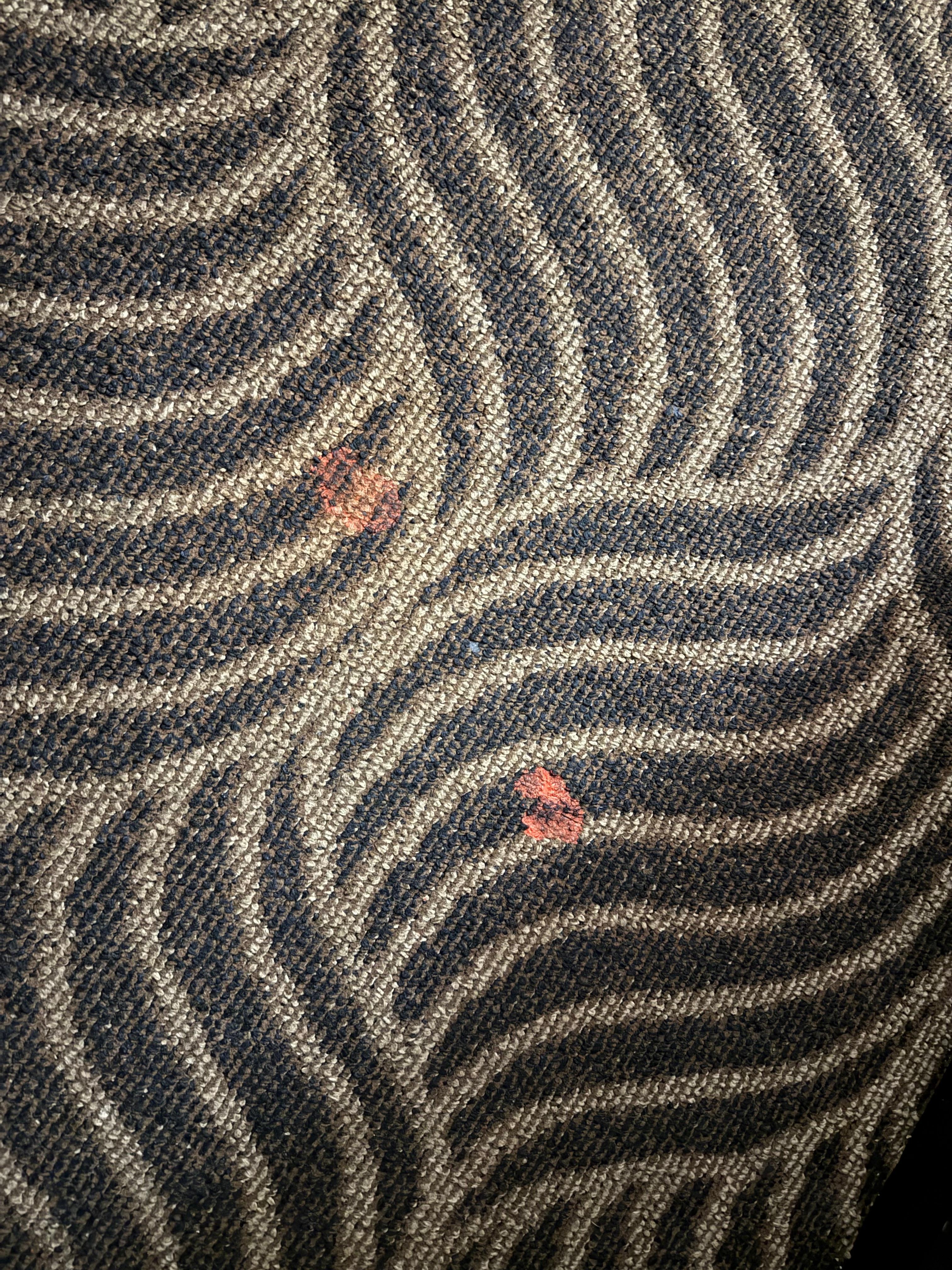 Stains in multiple spots in the room