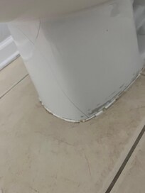 Hairline crack at bottom of toilet base. Also, how to jiggle handle after each flush so that flapper inside tank would close.