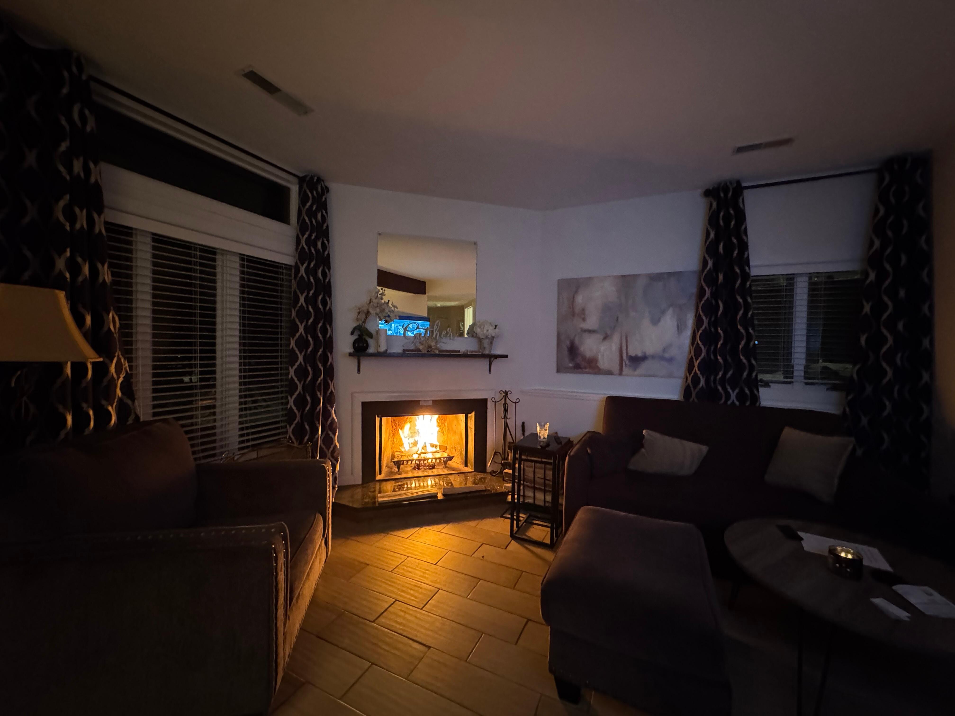 Wood burning fireplace in the living room. Infinite wood provided outside. Bring your own fire starters and kindling. 