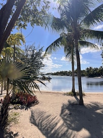 View from our covered backyard porch.