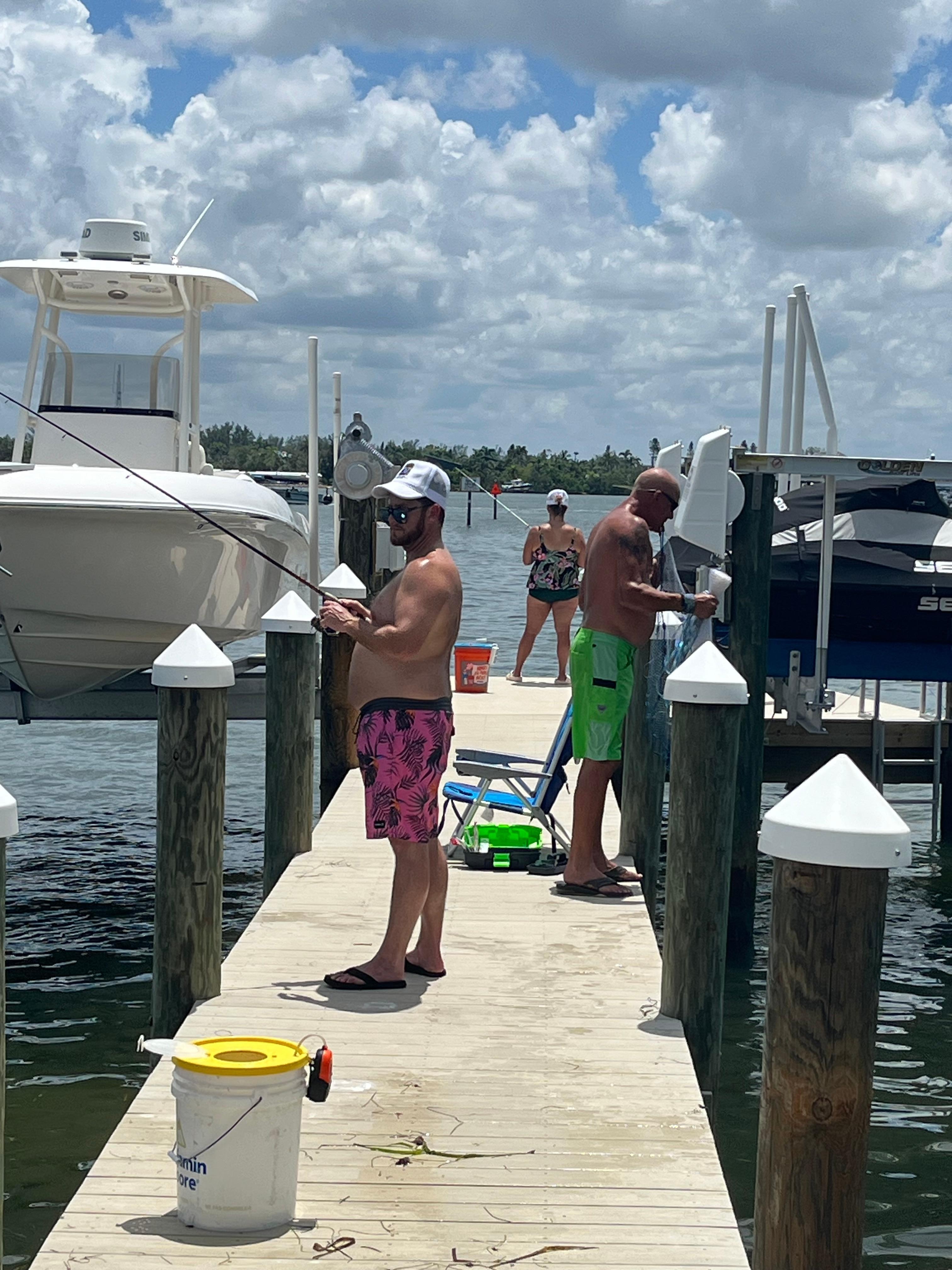 Fishing off the dock.
