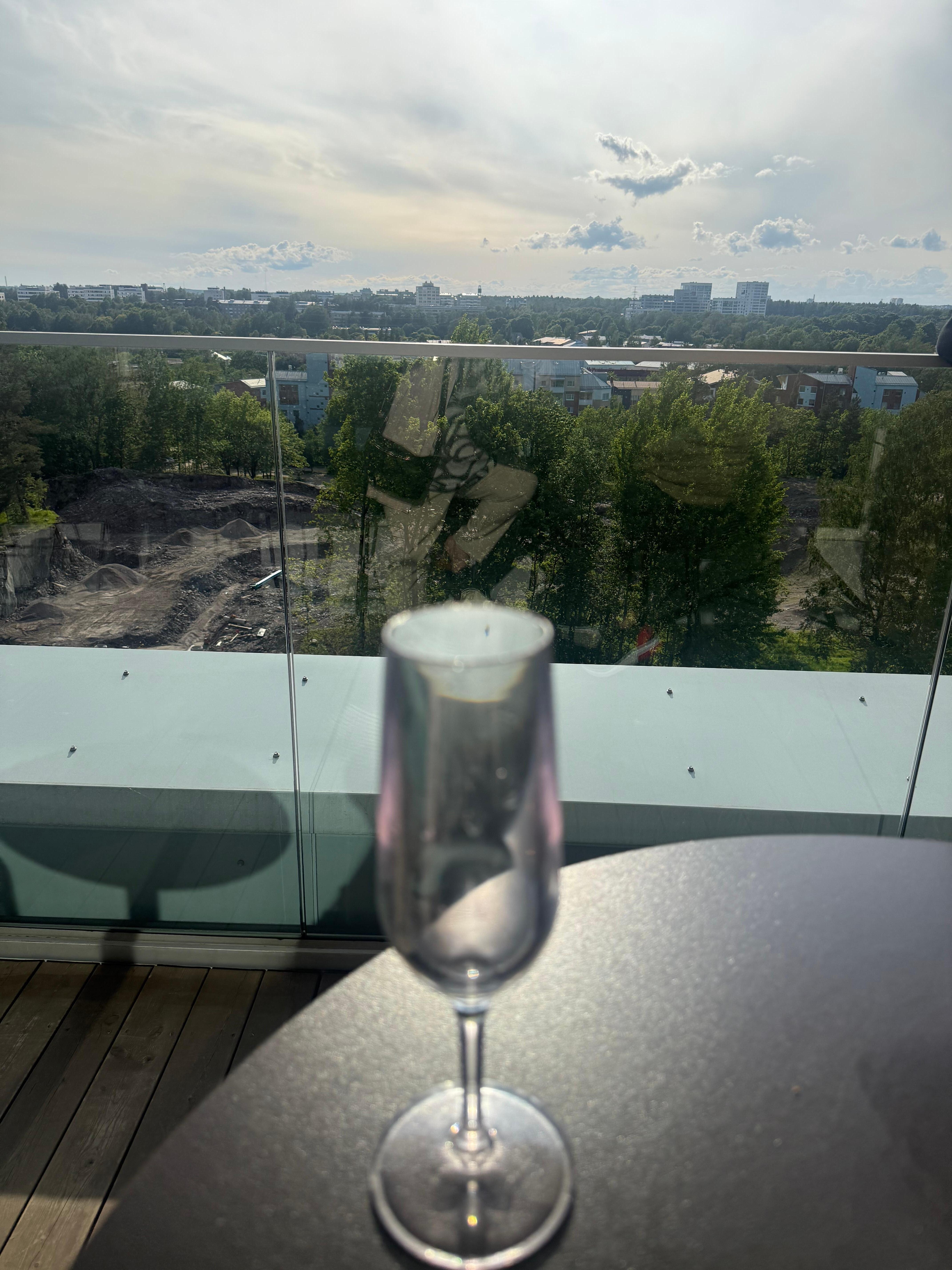 End of glass of bubbly and happy hour