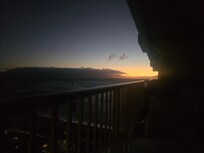 Ocean sunset from our balcony on the 9th floor