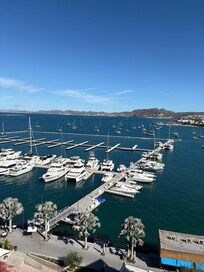 Roof top view of marina and sea of cortez.