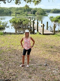 View of backyard and private dock.