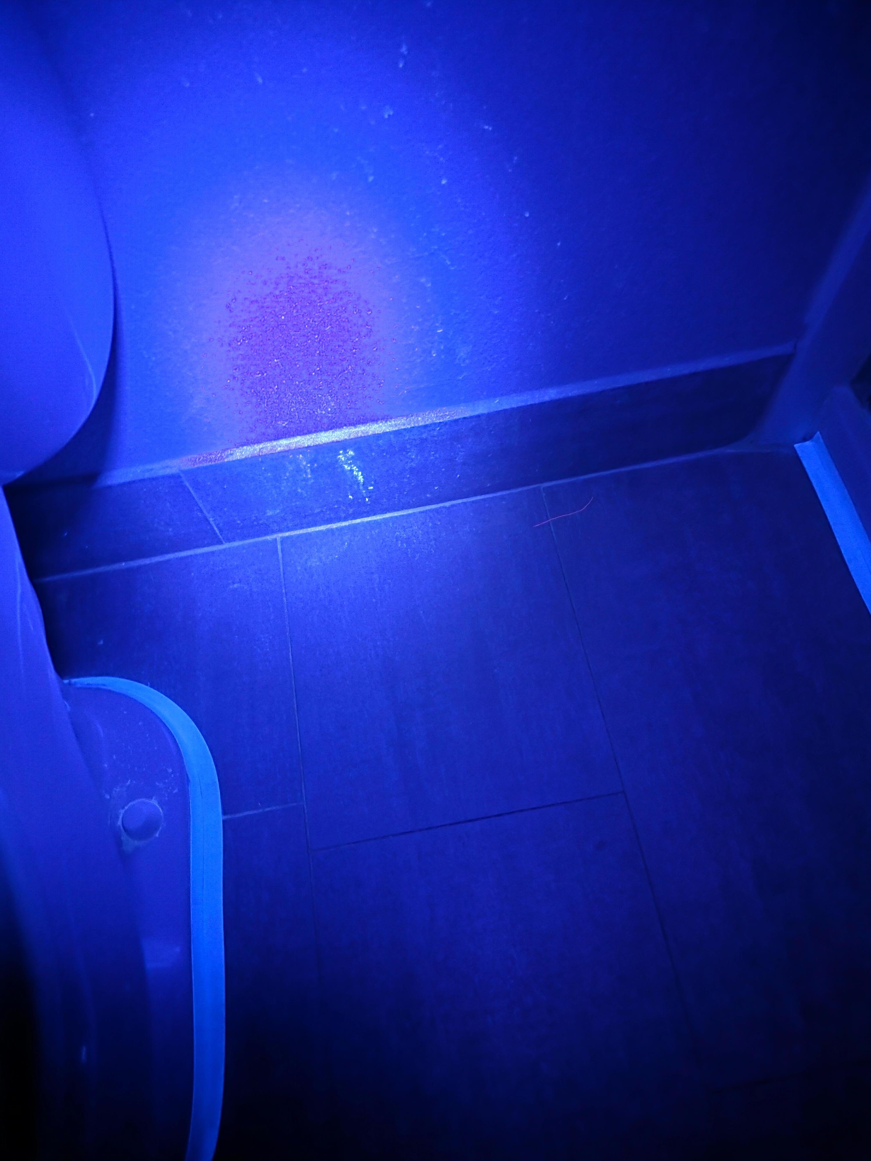 Looks like pee on walls by toilet. 