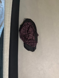 Photo of the panties found between our mattress when looking for a lost nose ring