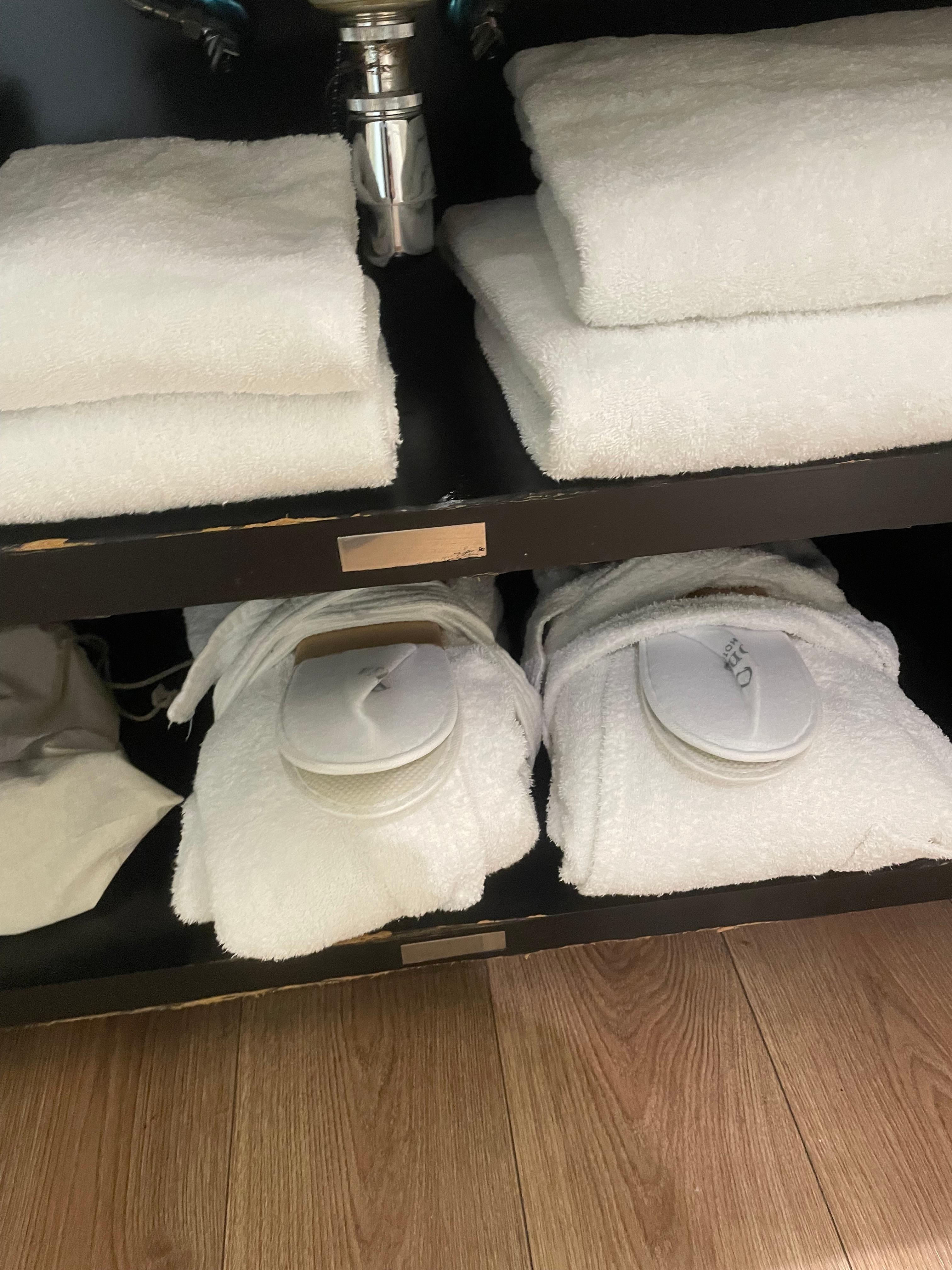 They give you slippers…cute