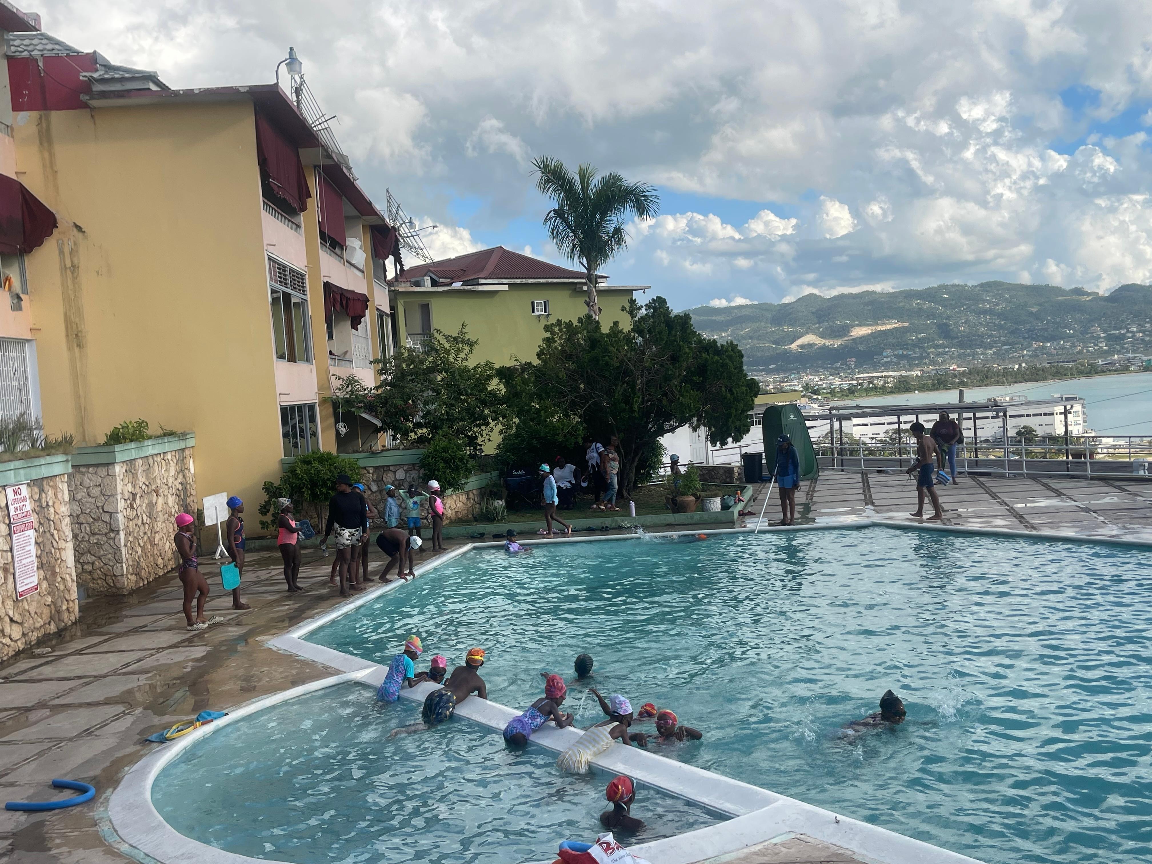 Pool being used by the community for swimming lessons- not a guest pool