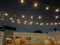 Lights from the terrasse at night.
