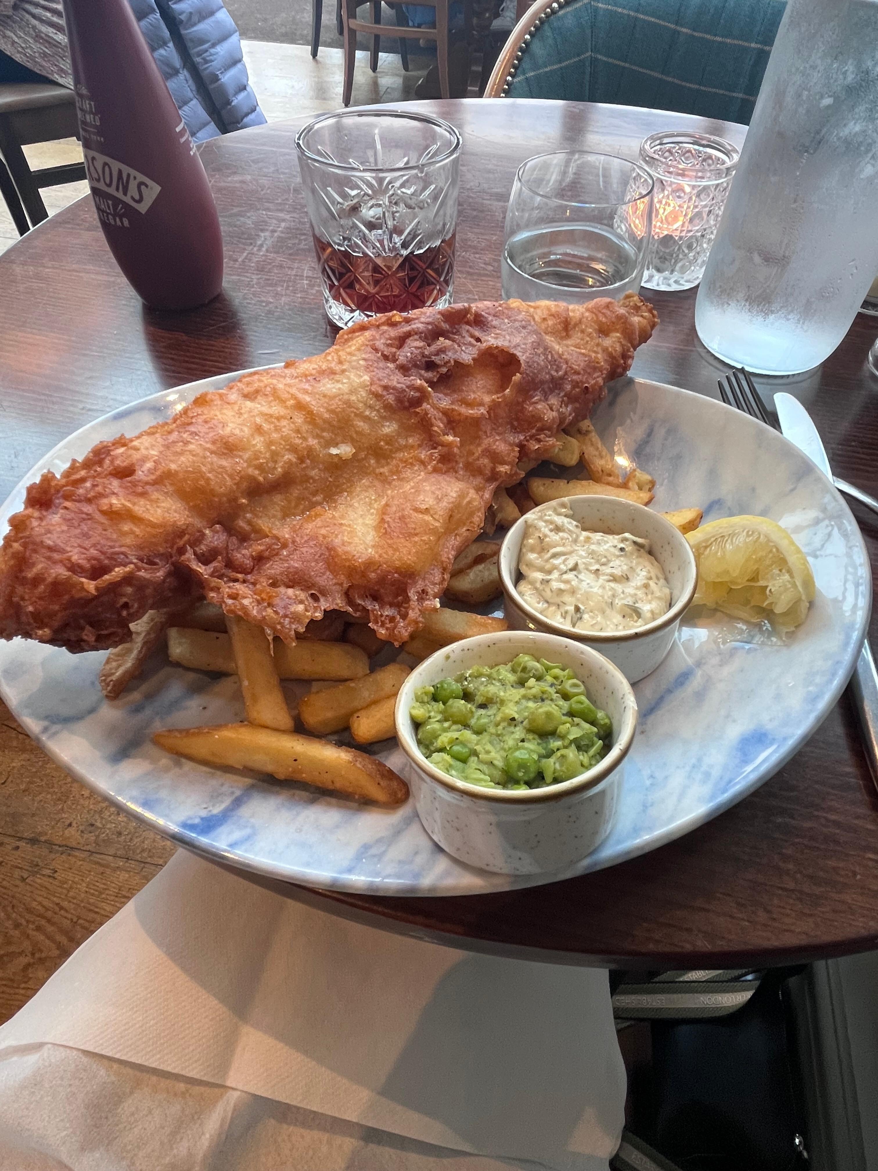 Fish & chips very large but not too much taste
