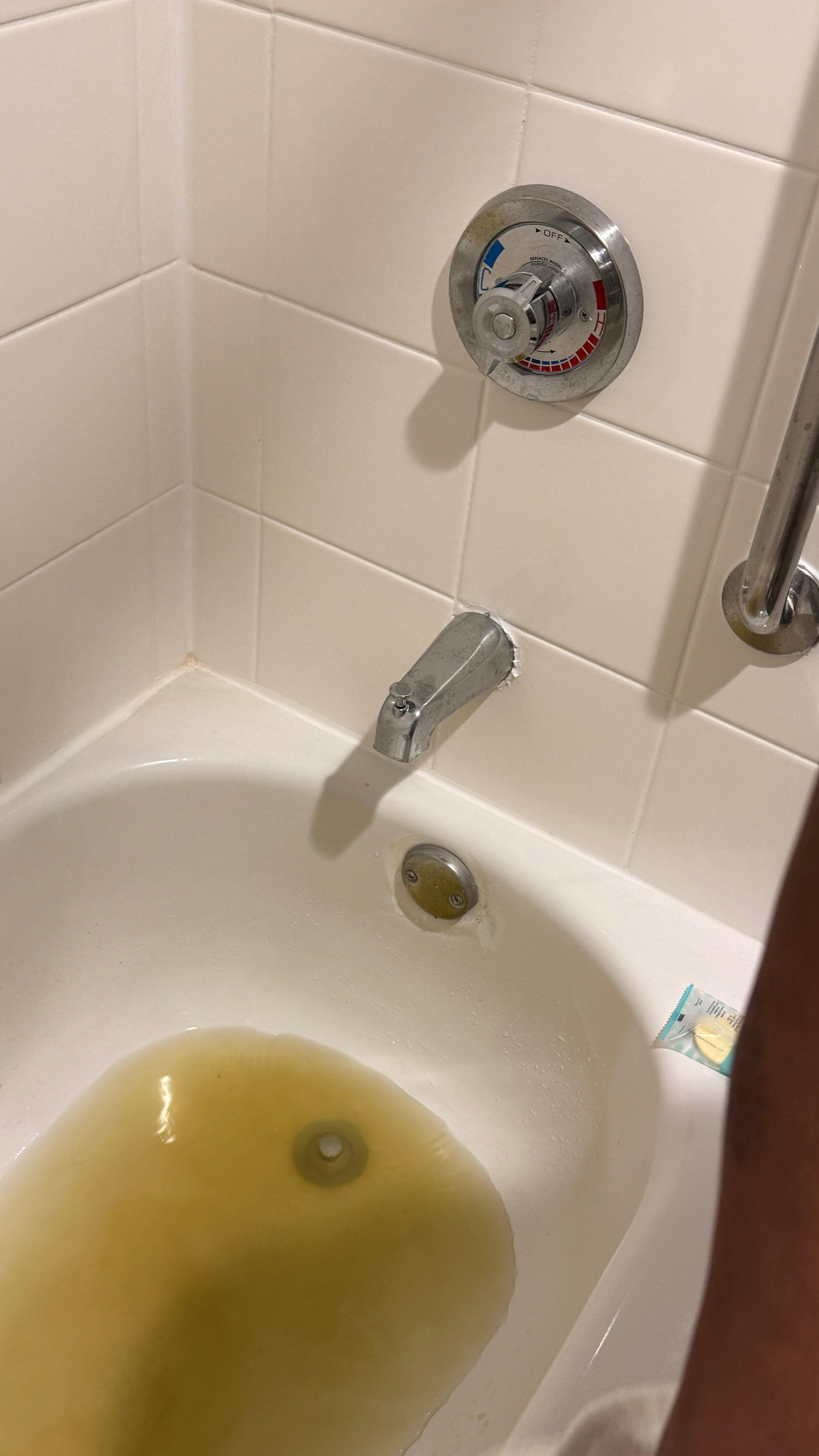 Picture of water in tub. Ester came out of faucet.
