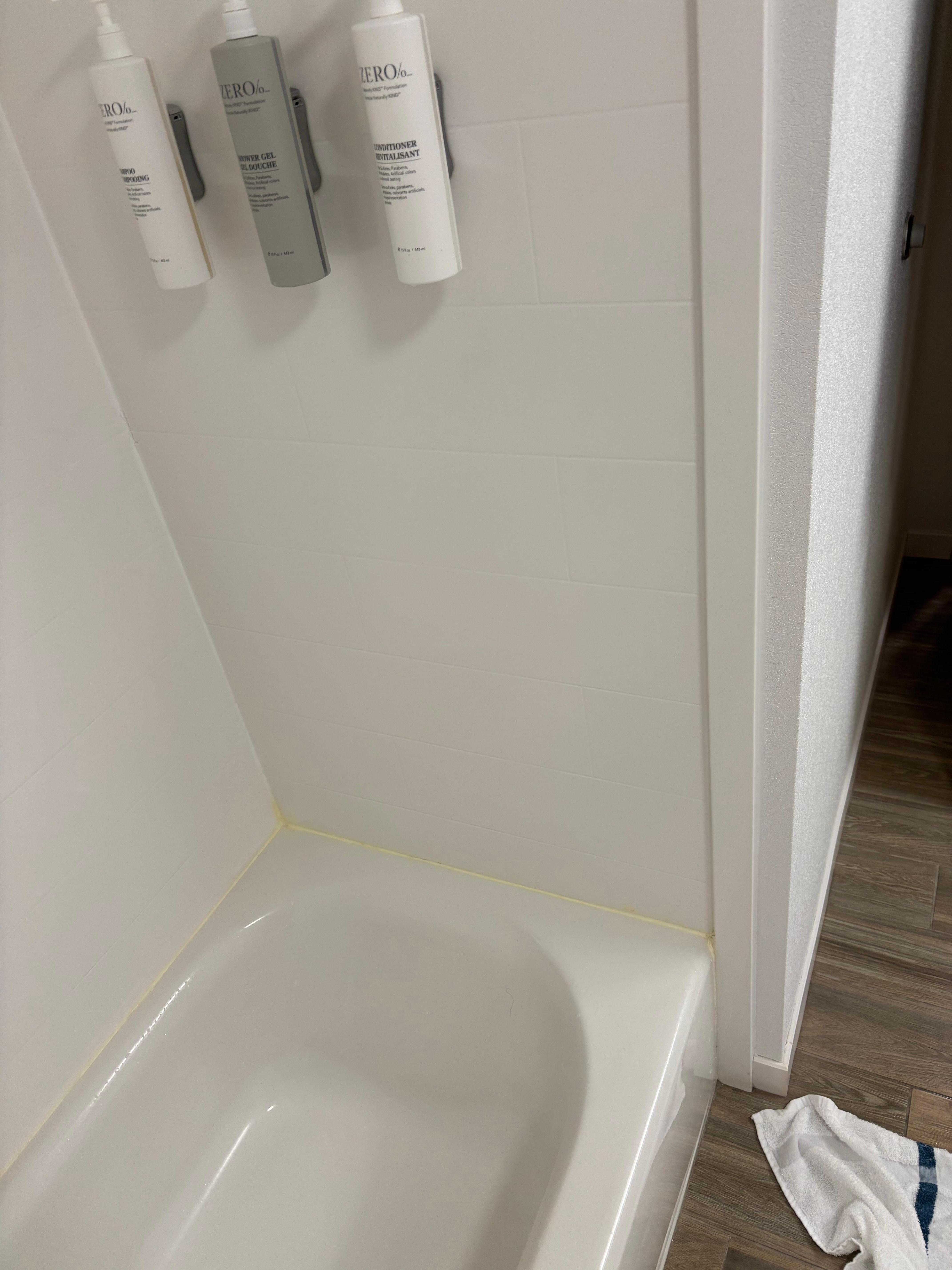 The shower product that drip down the wall and along the end of the tub cause a dangerous fall risk