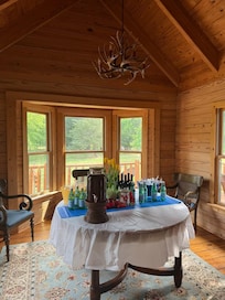 The breakfast area where we set up the drink station