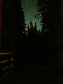 The nighttime view from the deck