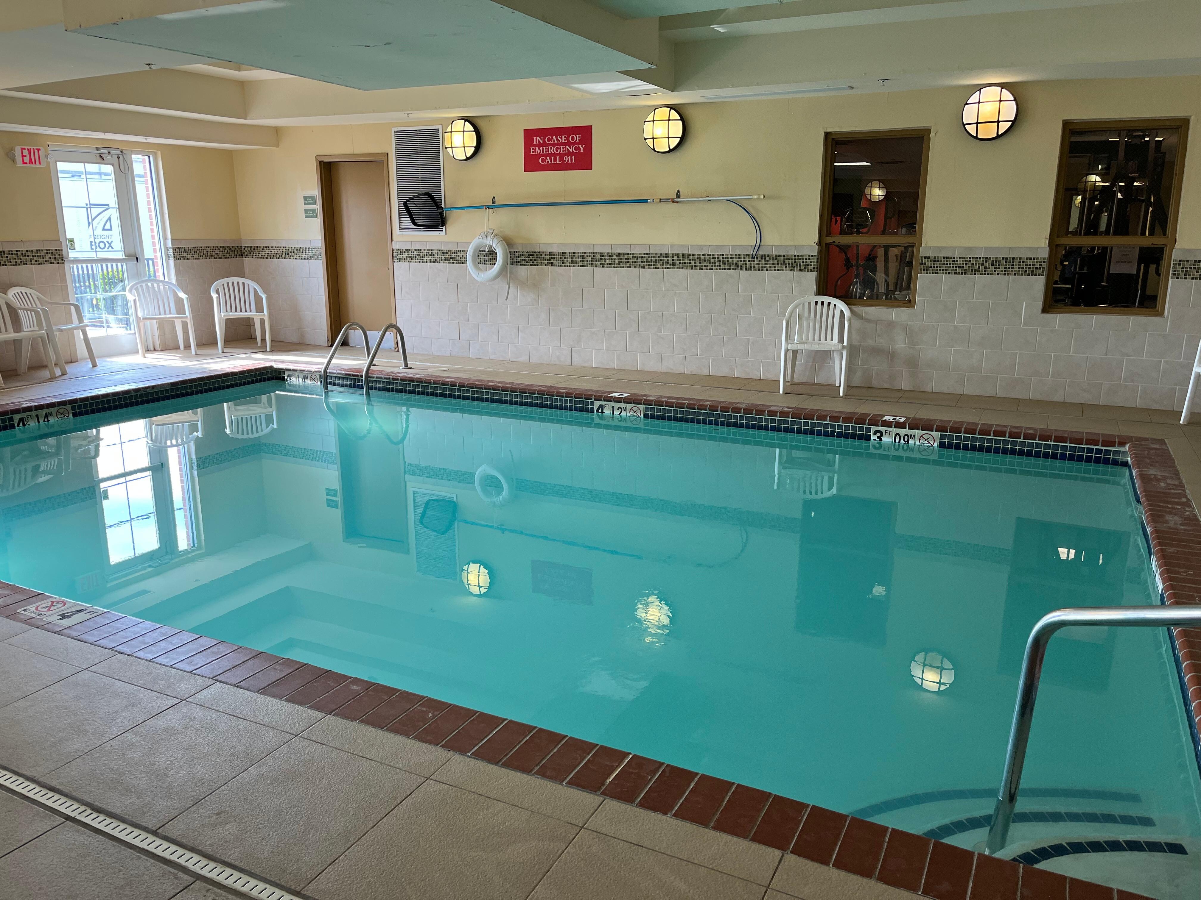 Warm and heated indoor pool.