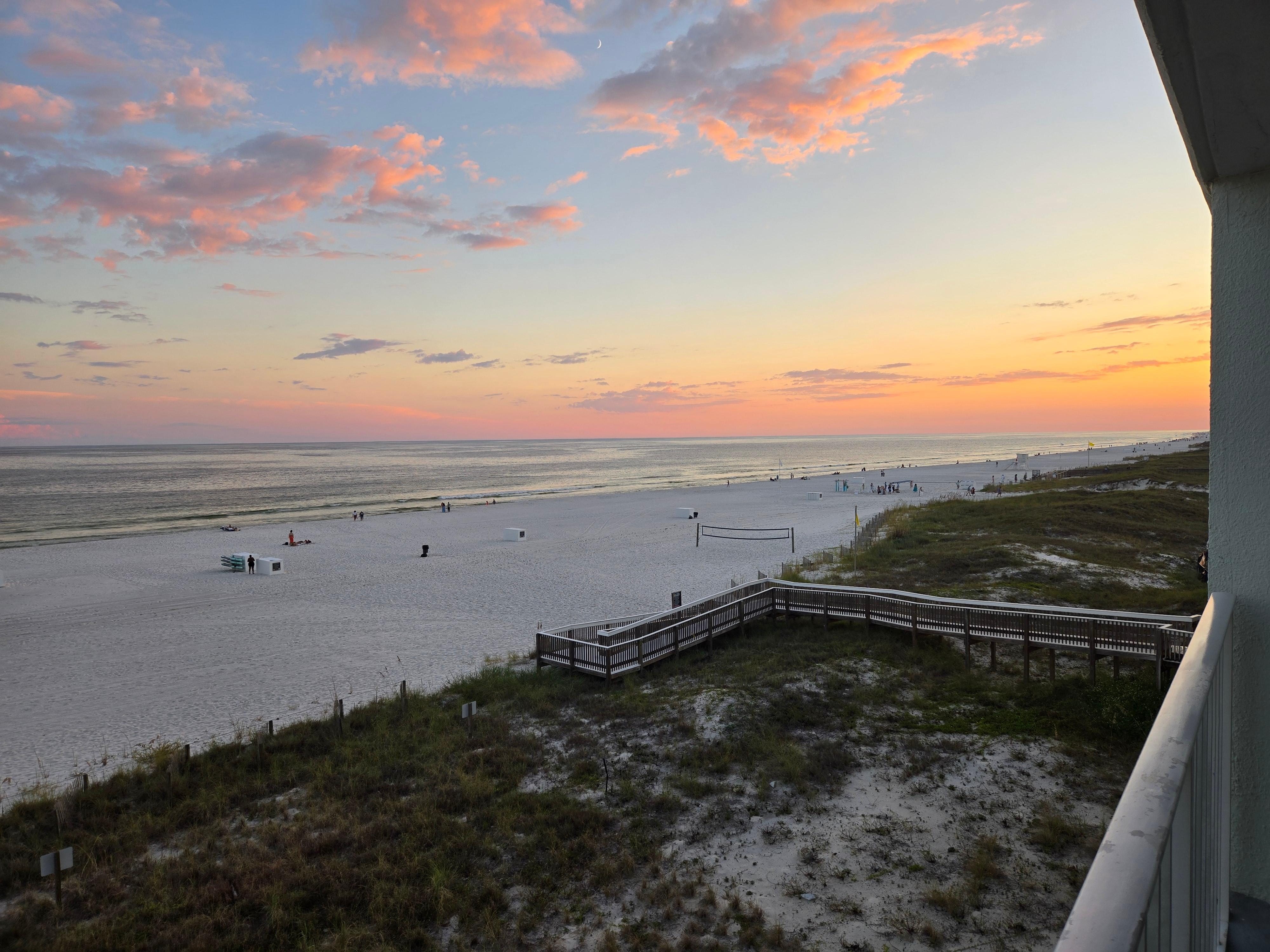 Looking right off balcony at sunset