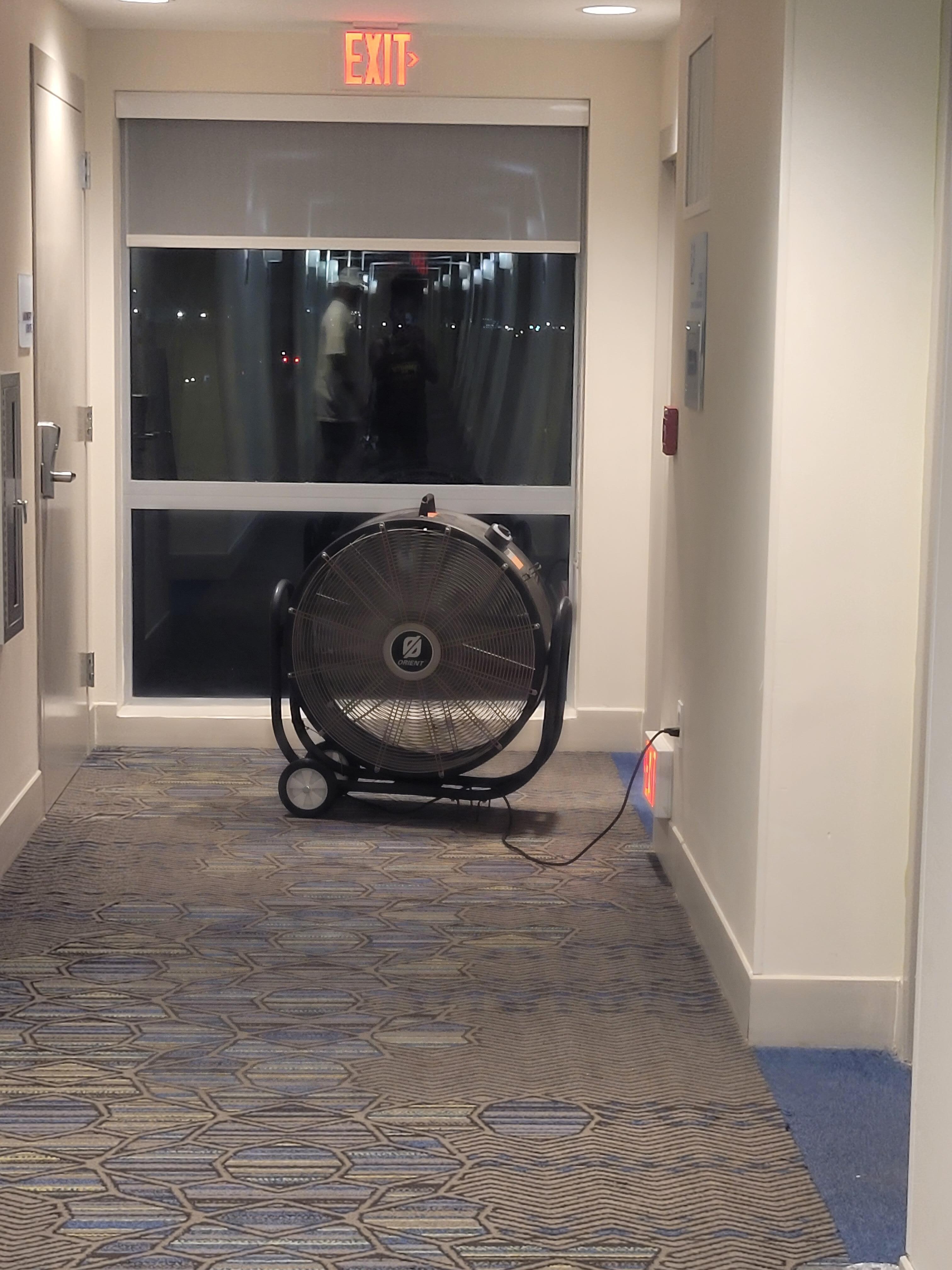 Fan still blowing at night to remove the smell