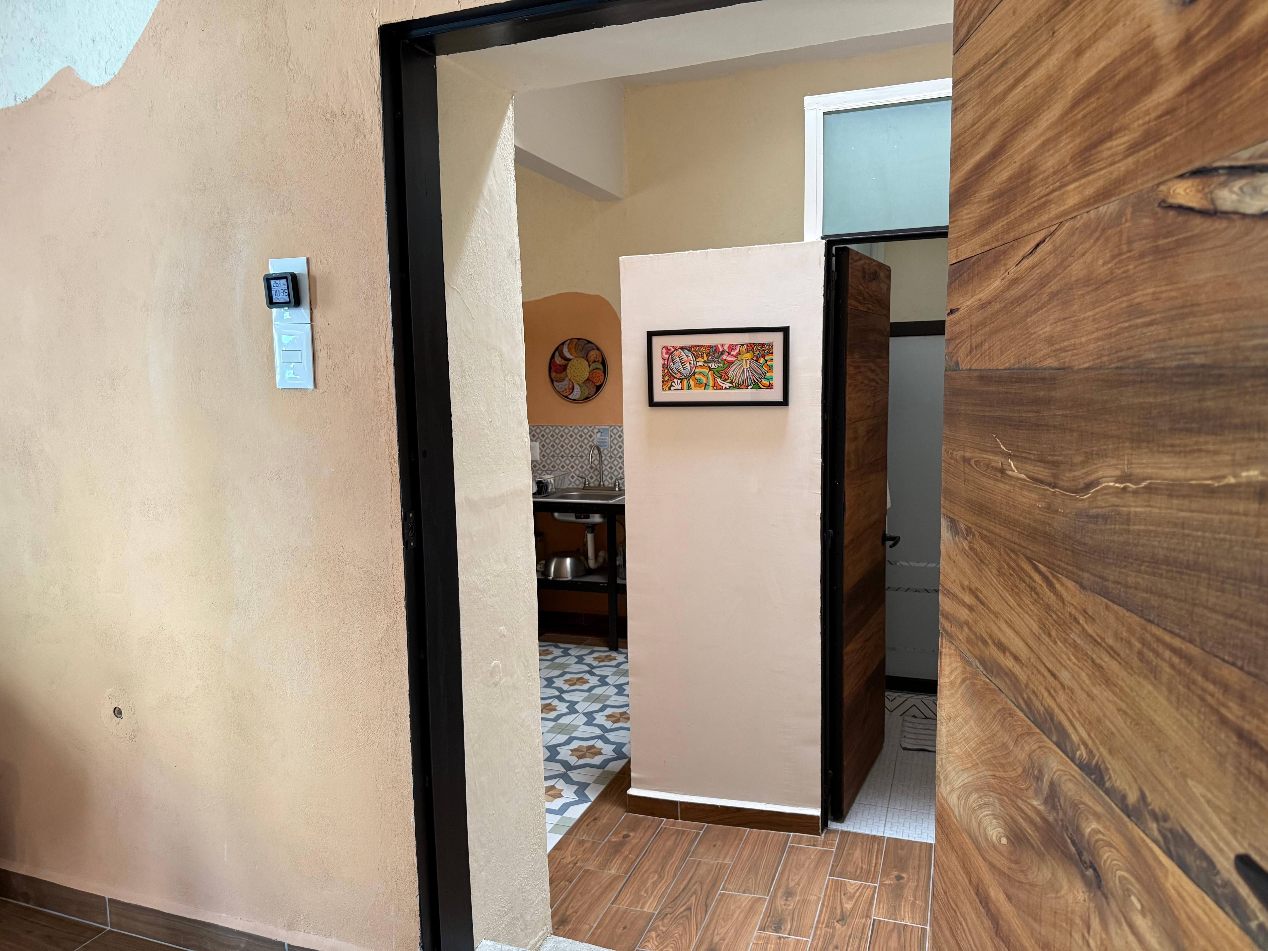 Looking from bedroom to kitchen