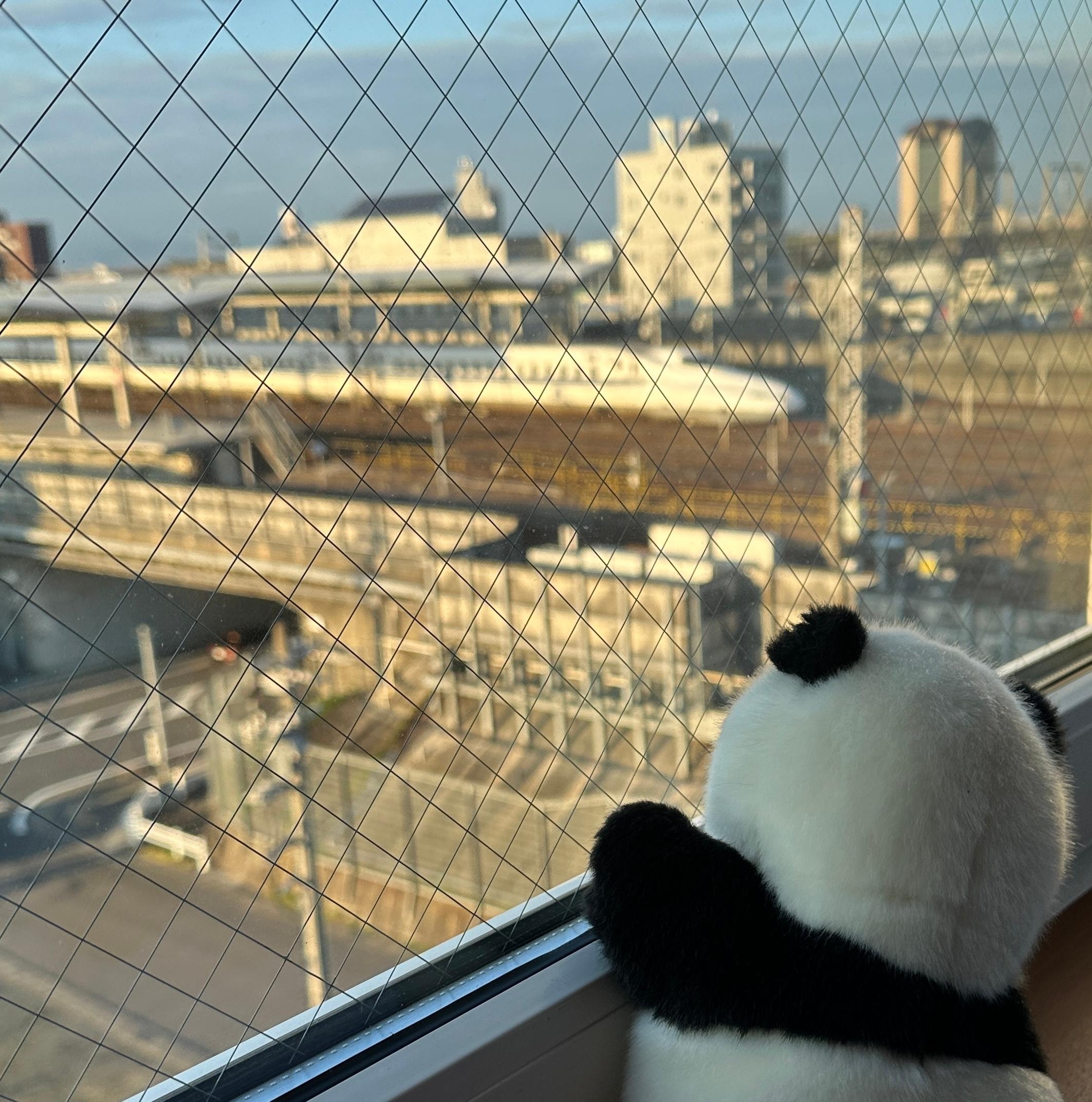 窓から新幹線が見えて、子供は大はしゃぎだした。