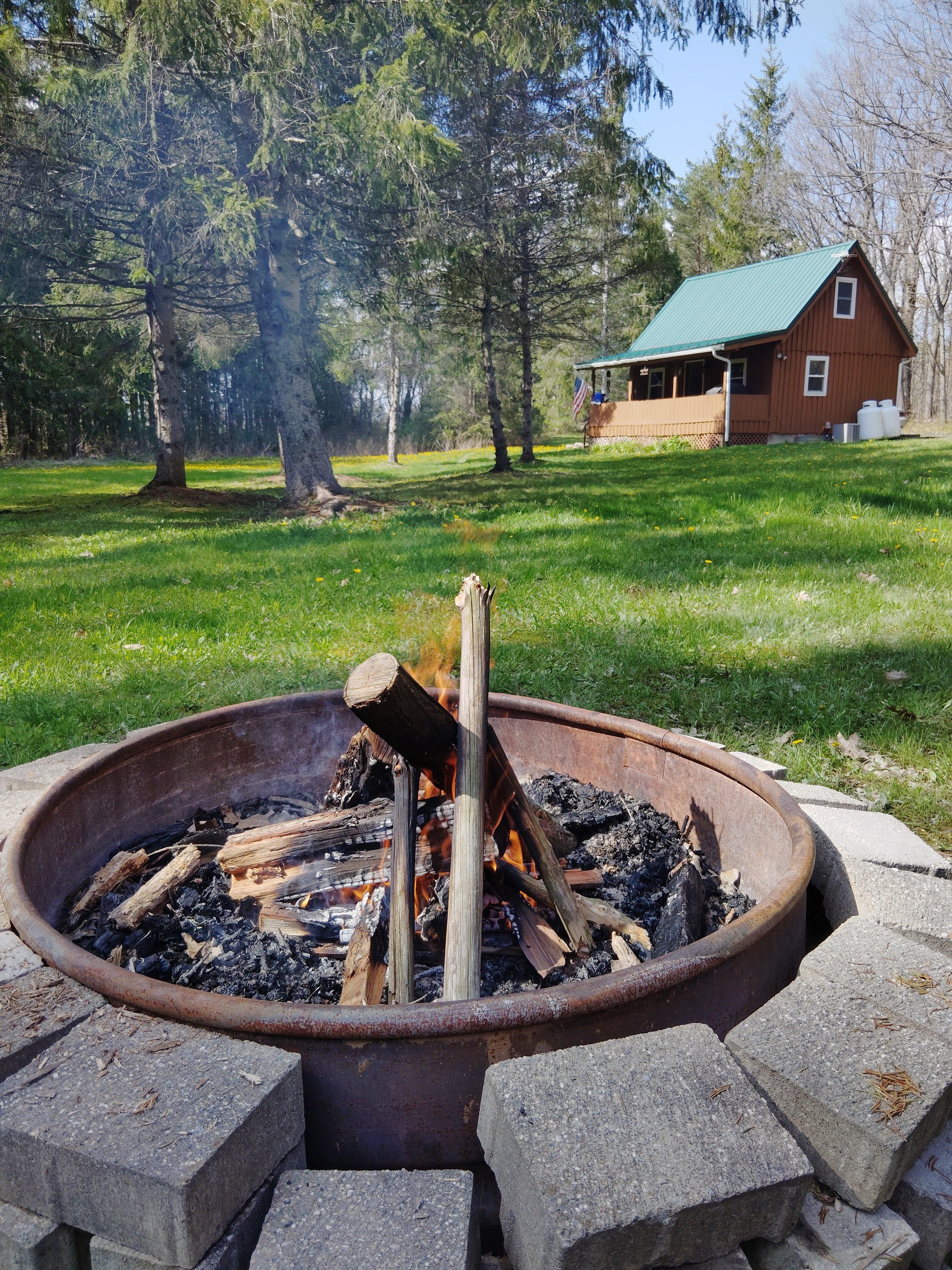 Rain, rain went away, so we made a fire today.