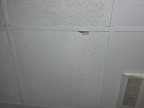 CEILING IN THE BATHROOM HAD HOLES. LOOKED LIKE IT WOULD FALL DOWN.