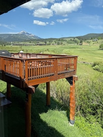 View of the deck from bedroom window.