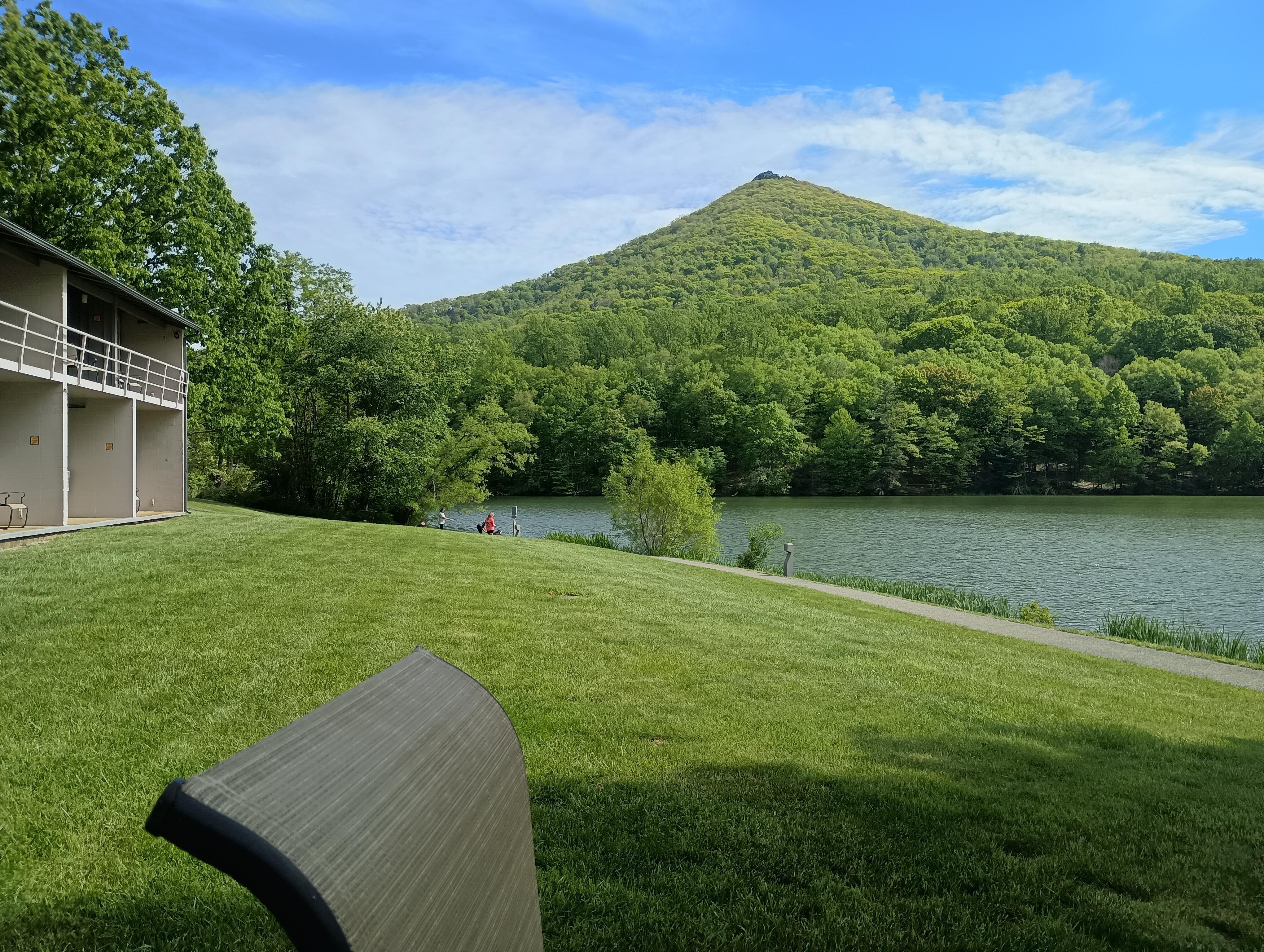 The view of sharp top mountain sitting outside our room