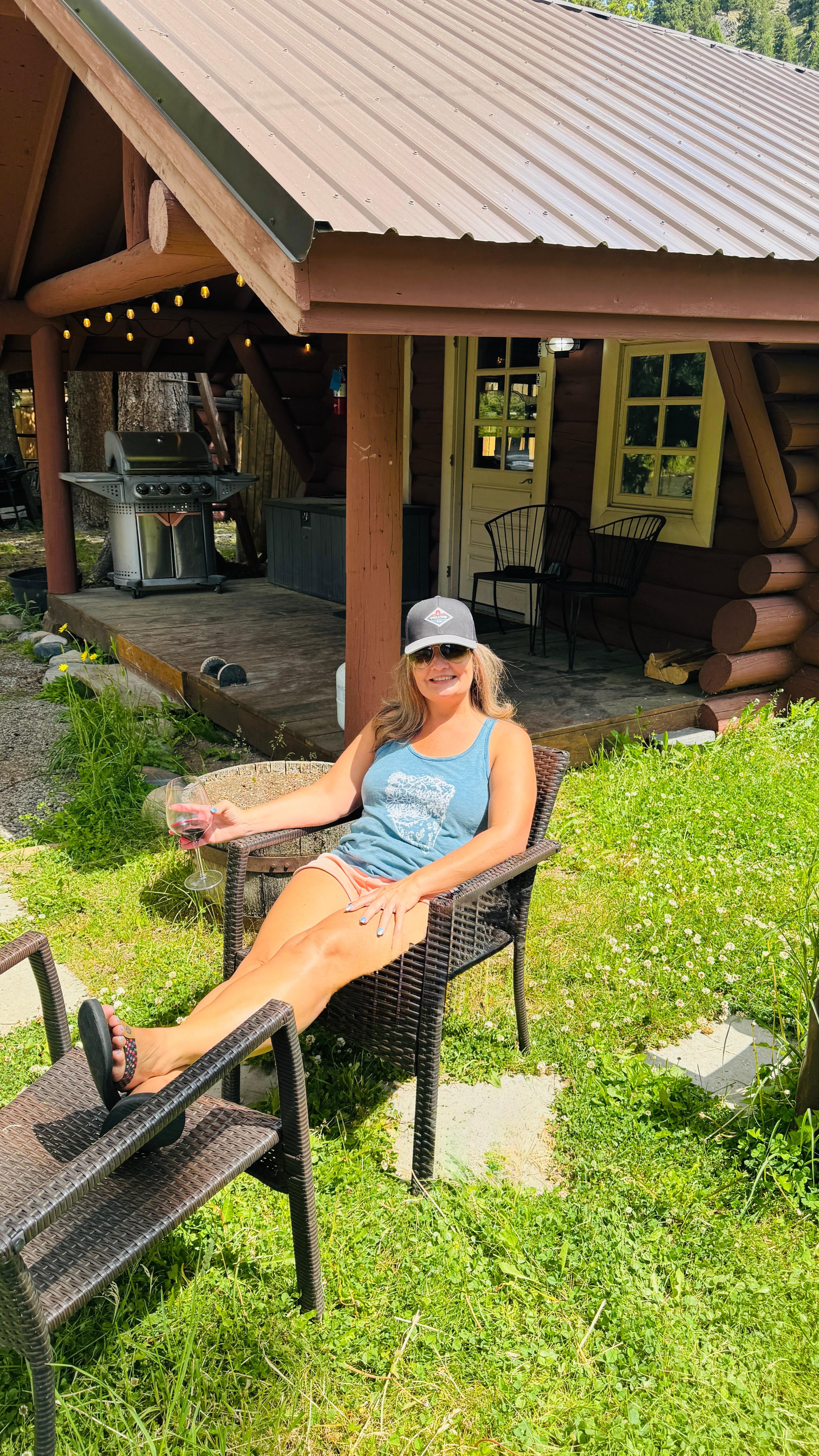 Relaxing in the sun & watching the guys fish. 