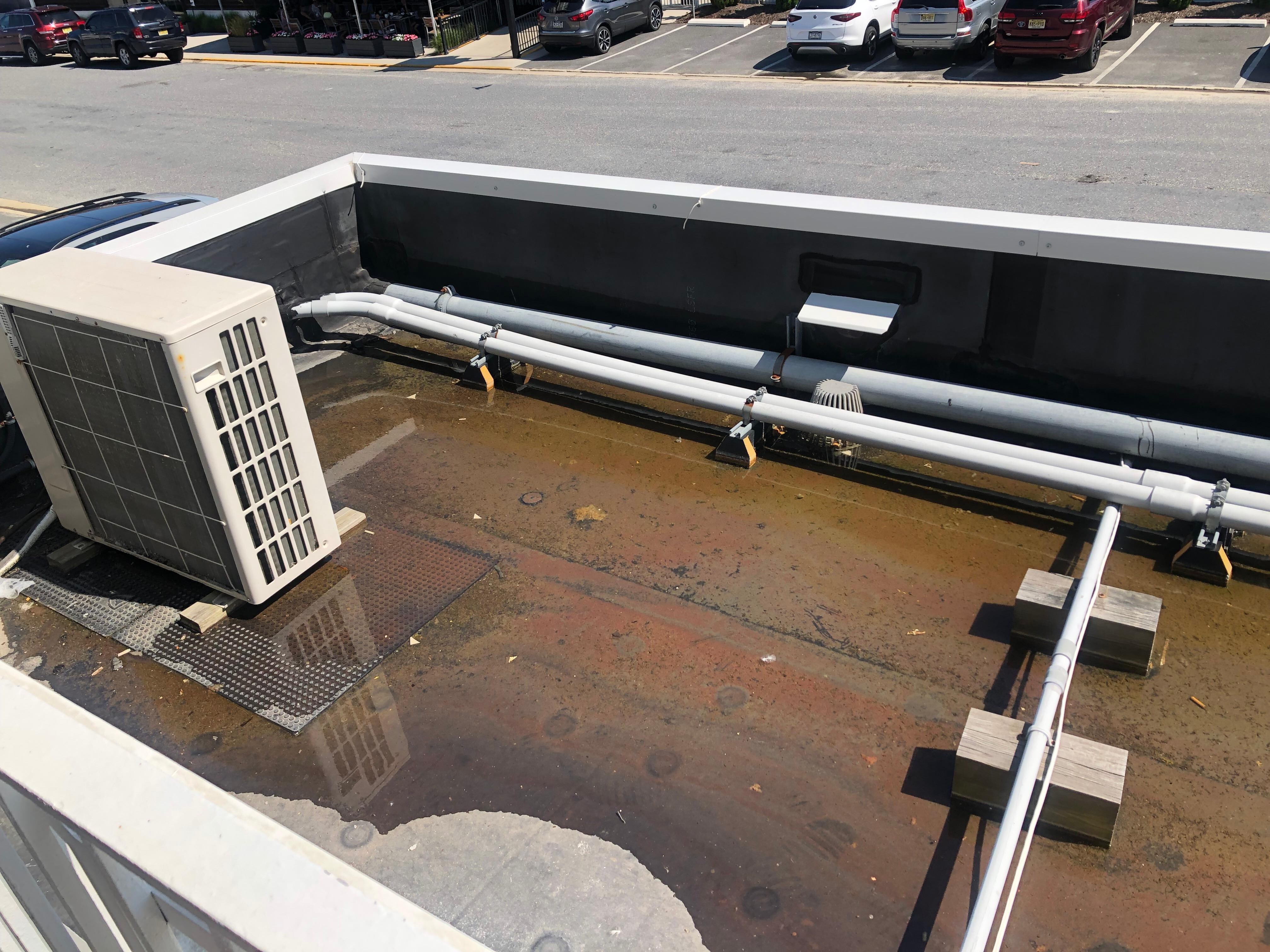 Roof with the standing water.  First room