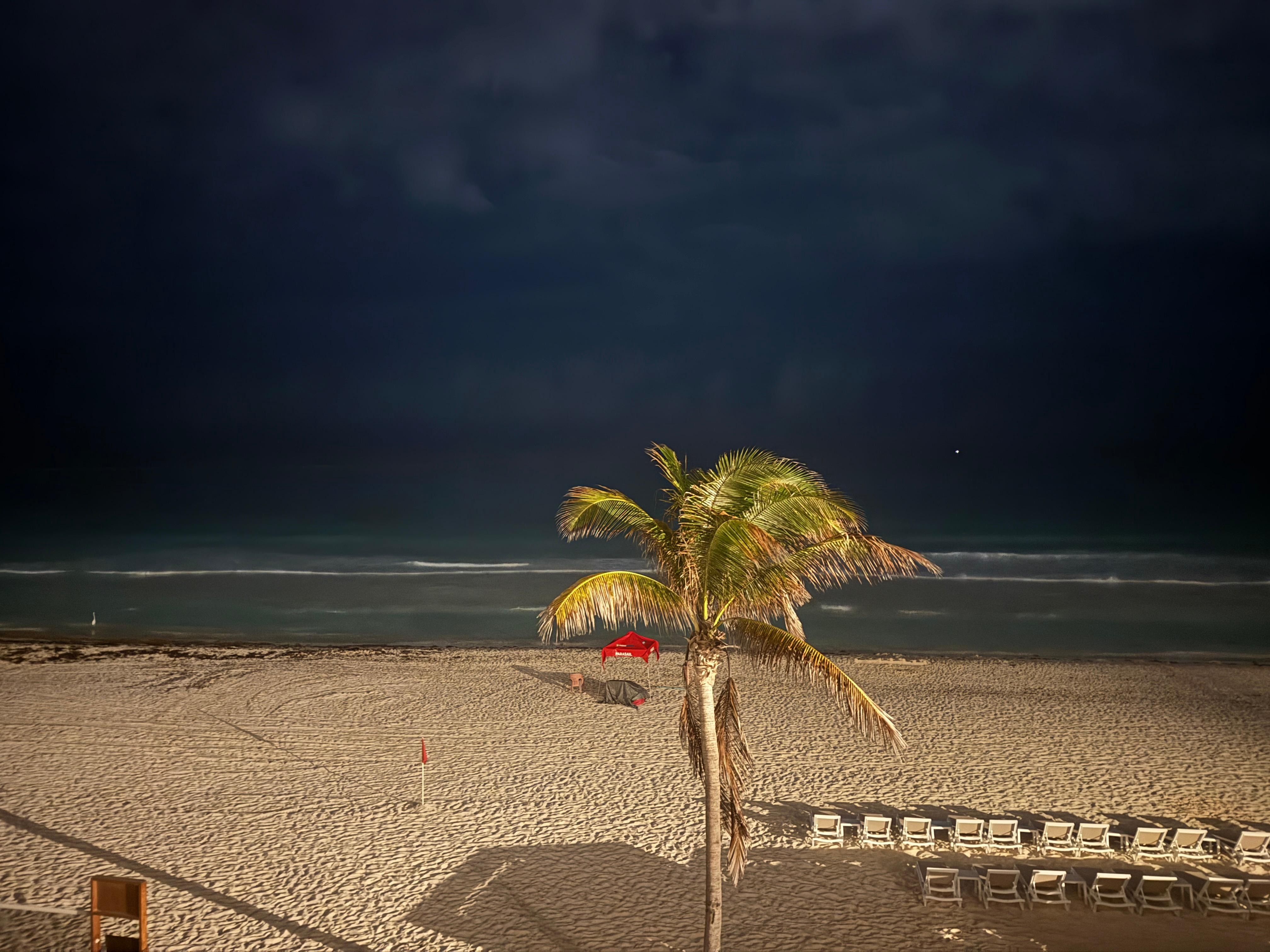 Balcony at night before lights go out. 