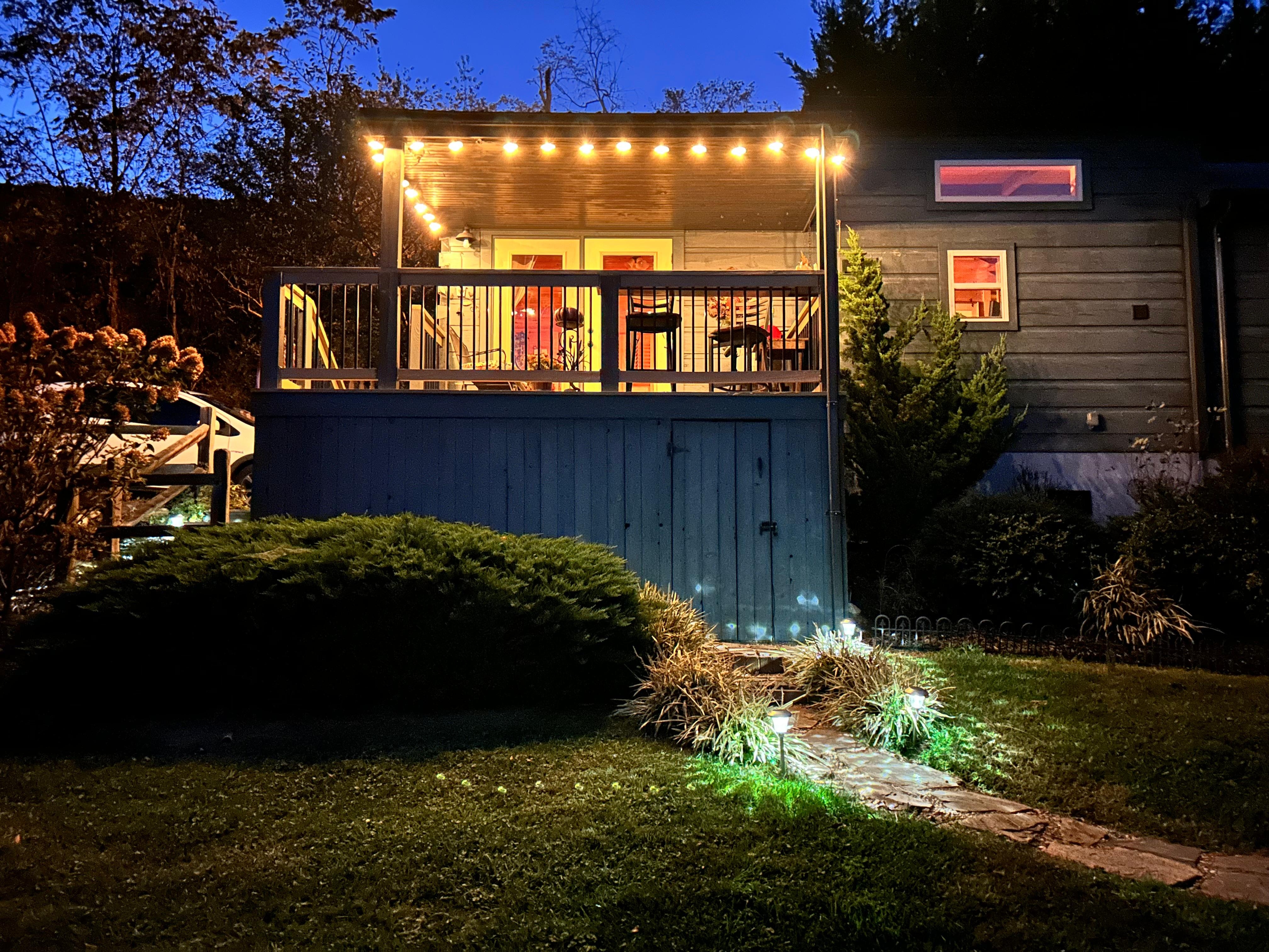 Cabin at night. Beautiful. 