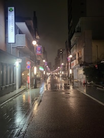 Evening street view from the entrance was beautiful