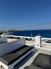 View from pool area to beach below
