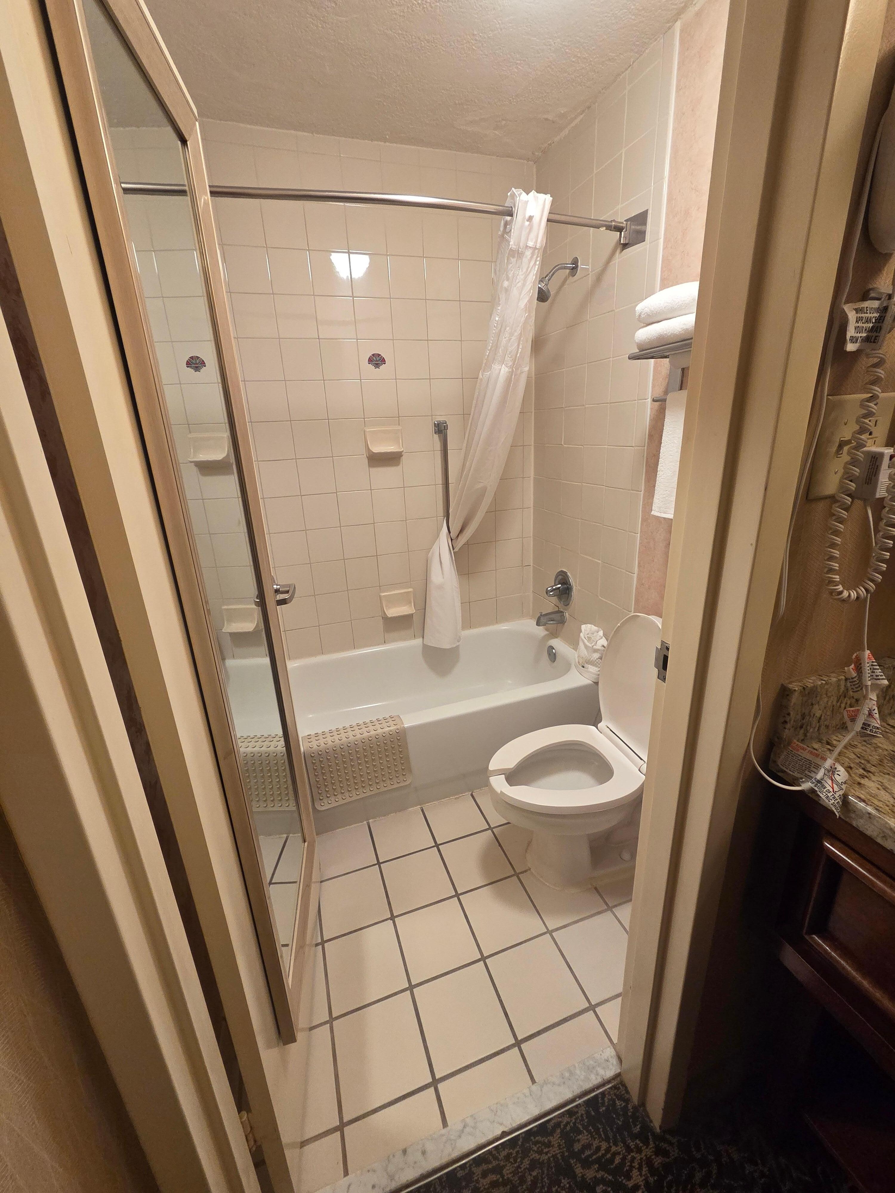 Bathroom door, if you leave open you are looking at yourself in the mirror and if you try to close it cannot be done