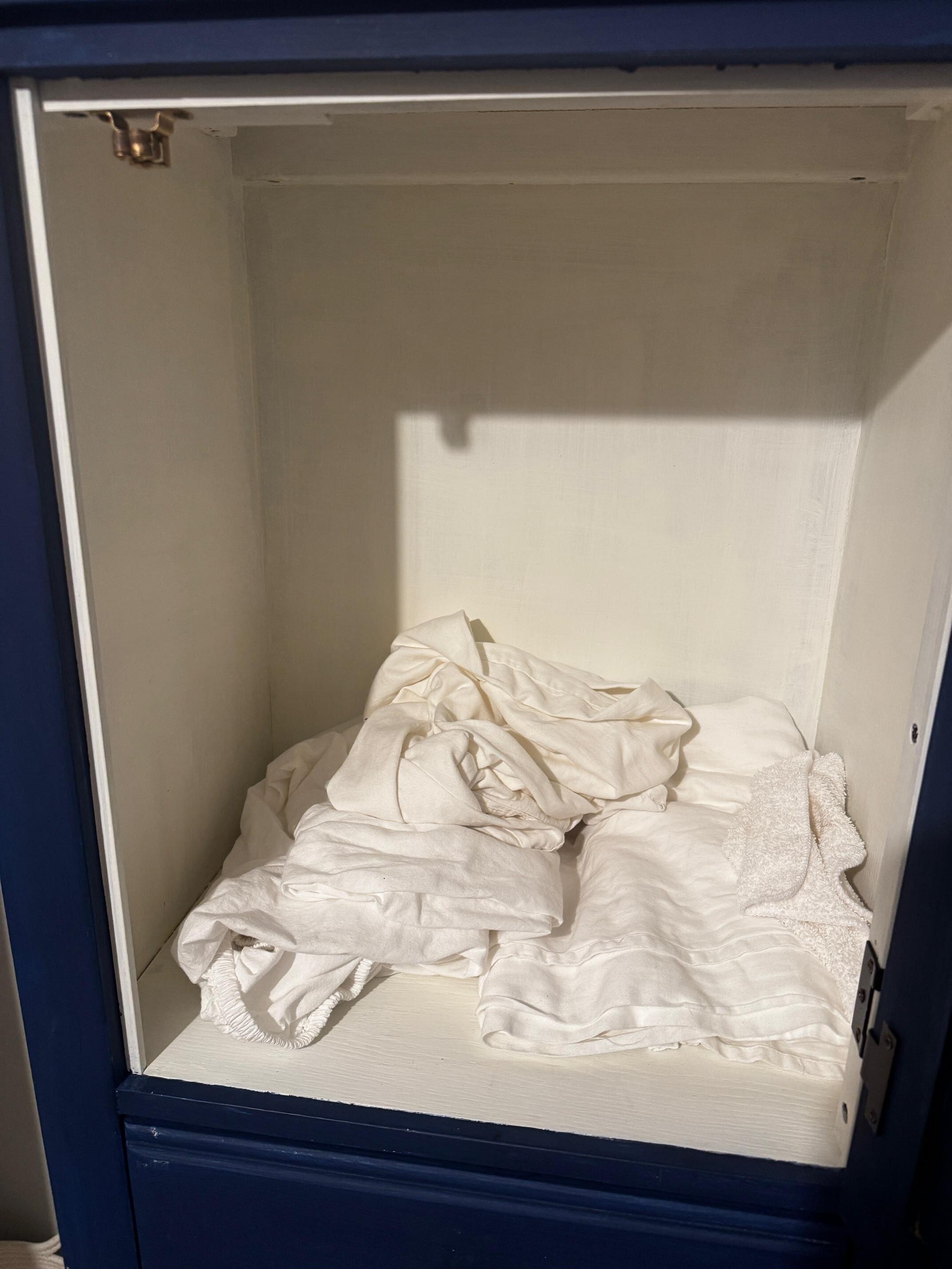 The cabinet inside the closet was just a mess.