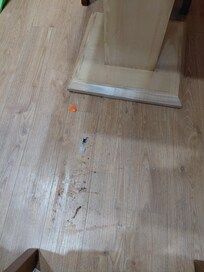 Dirt under the dining table on arrival