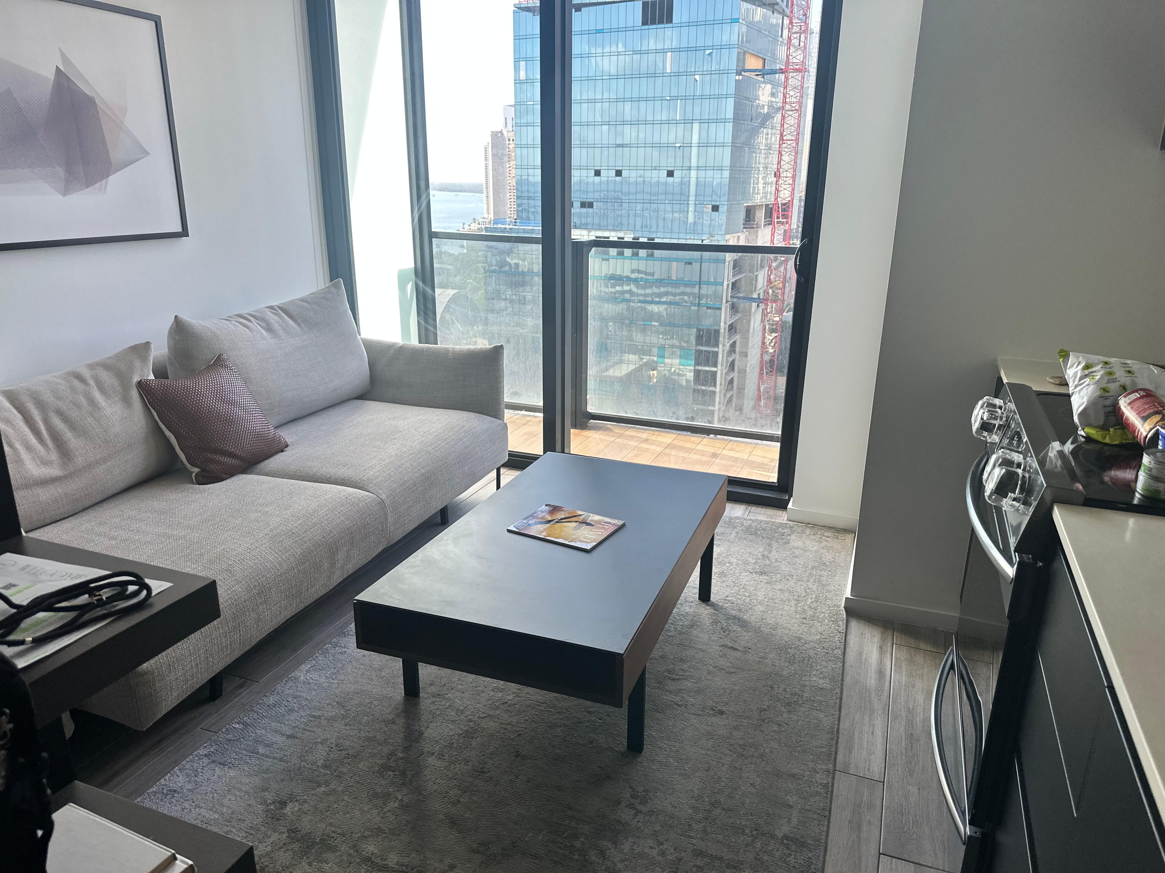 Living room and beautiful balcony view 