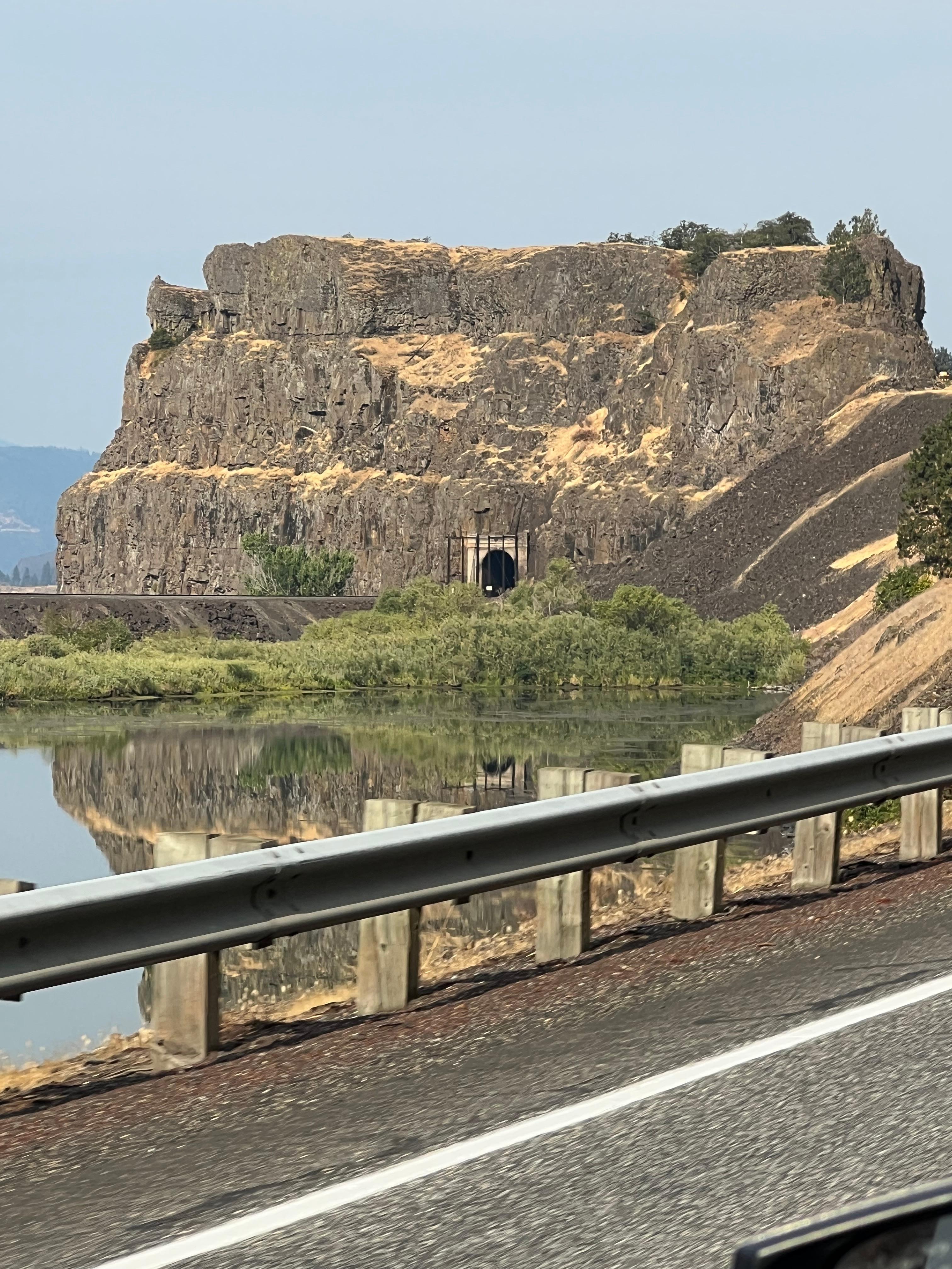 Leaving property.  Tunnel for trains. 